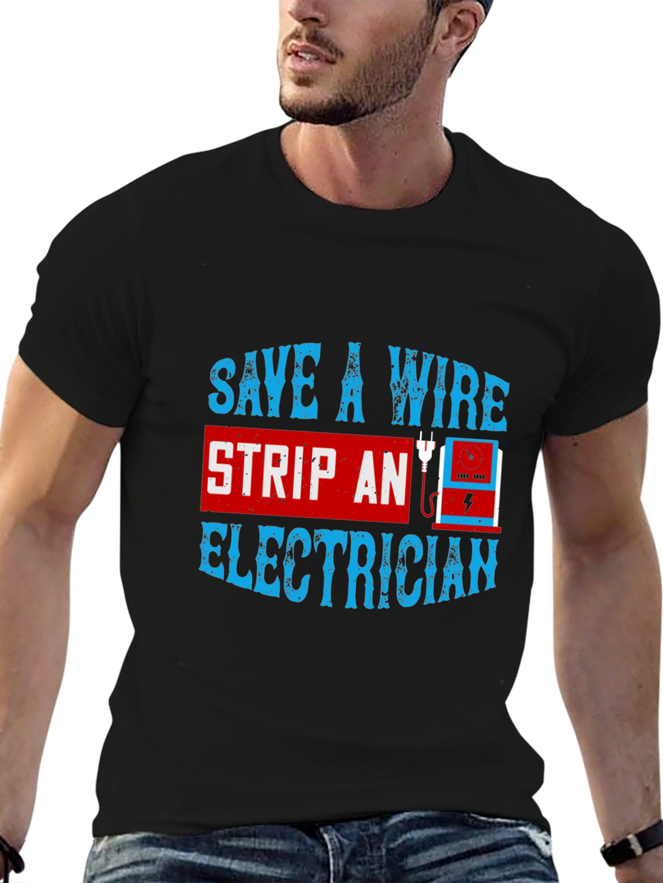 Electrician T-Shirt: Save A Wire Humor Tee