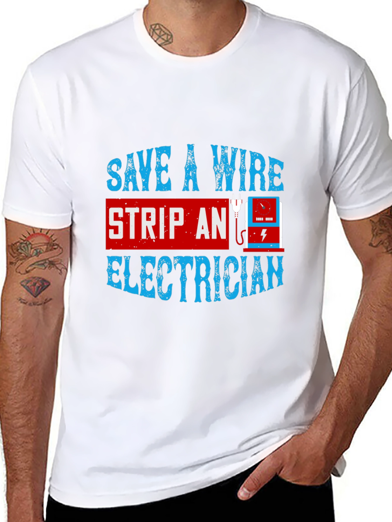Electrician T-Shirt: Save A Wire Humor Tee