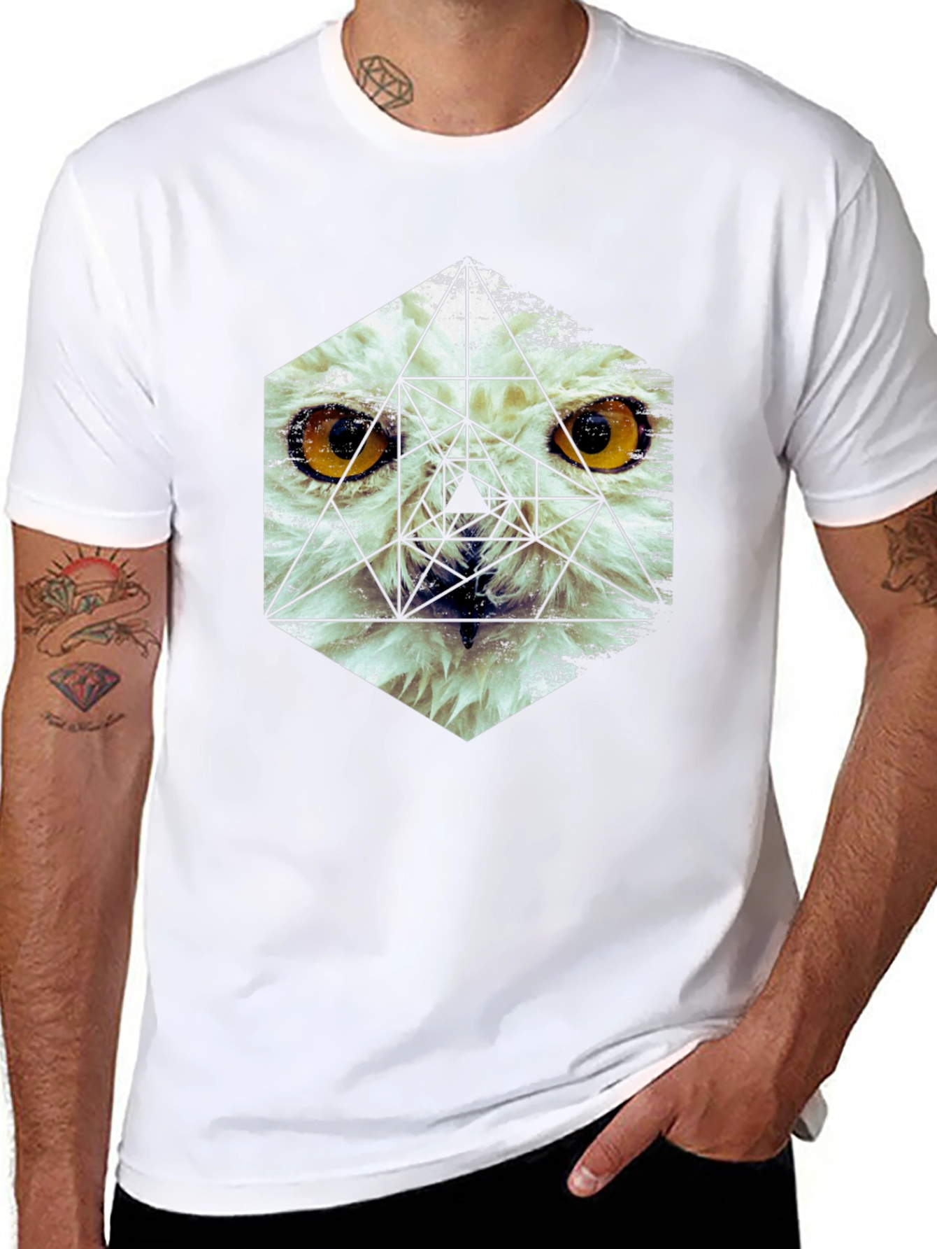 Geometric Owl Graphic T-Shirt - Modern Unisex Tee