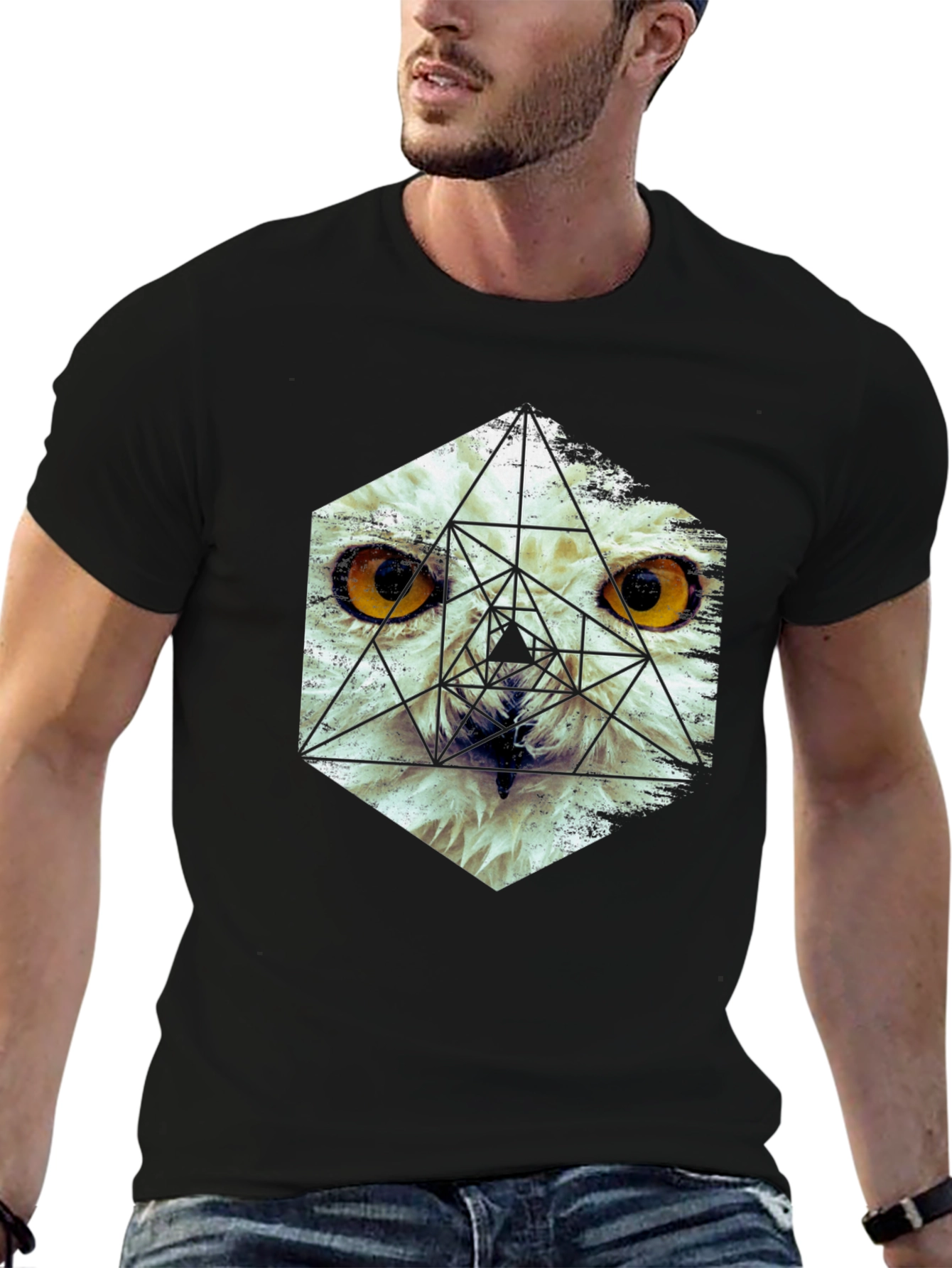 Geometric Owl Graphic T-Shirt - Modern Unisex Tee