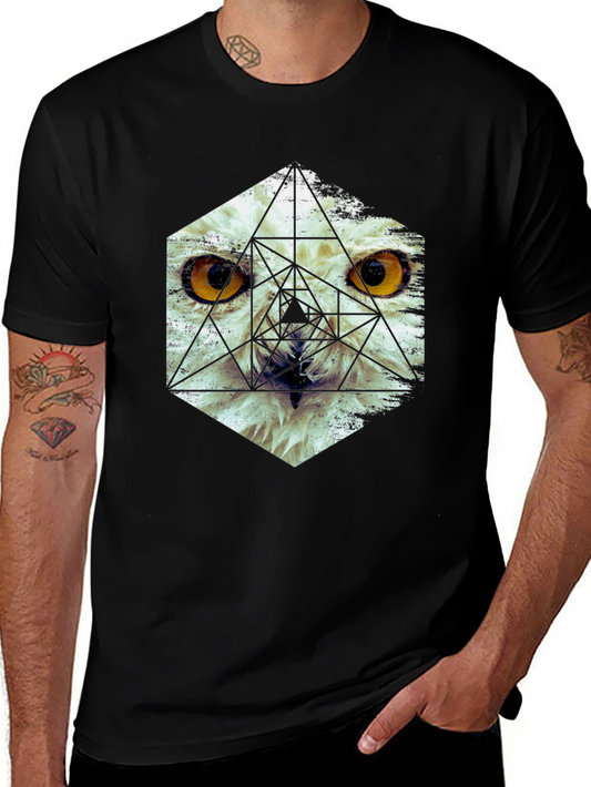 Geometric Owl Graphic T-Shirt - Modern Unisex Tee