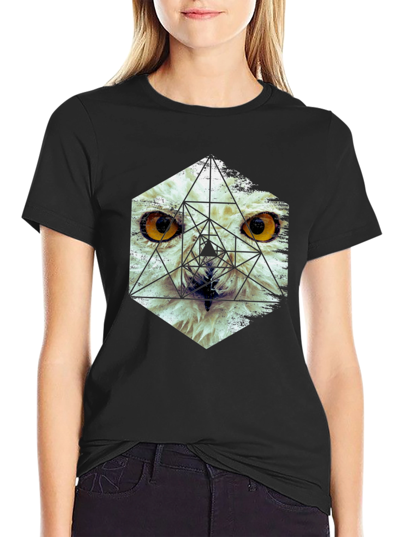 Geometric Owl Graphic T-Shirt - Modern Unisex Tee