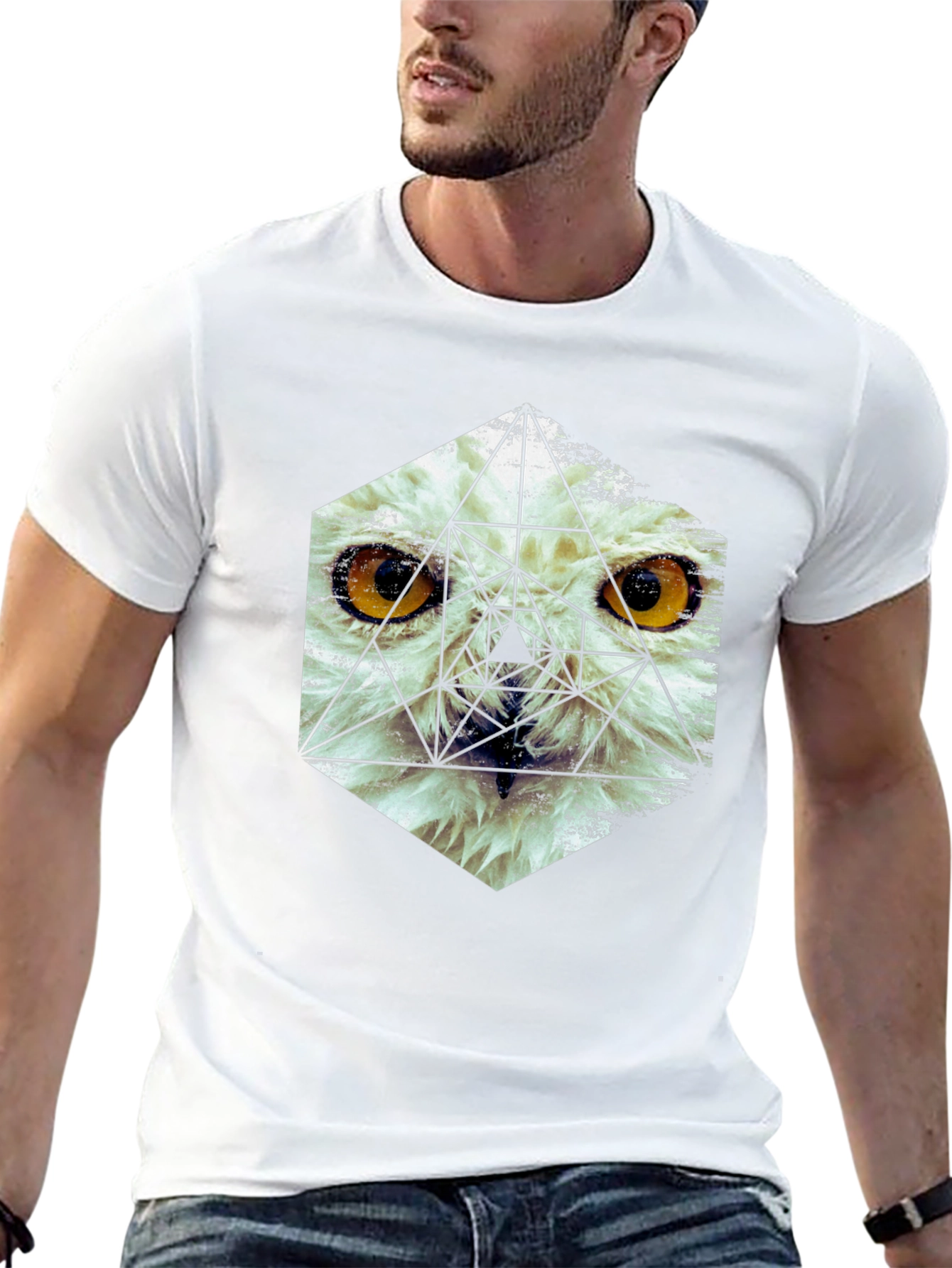 Geometric Owl Graphic T-Shirt - Modern Unisex Tee