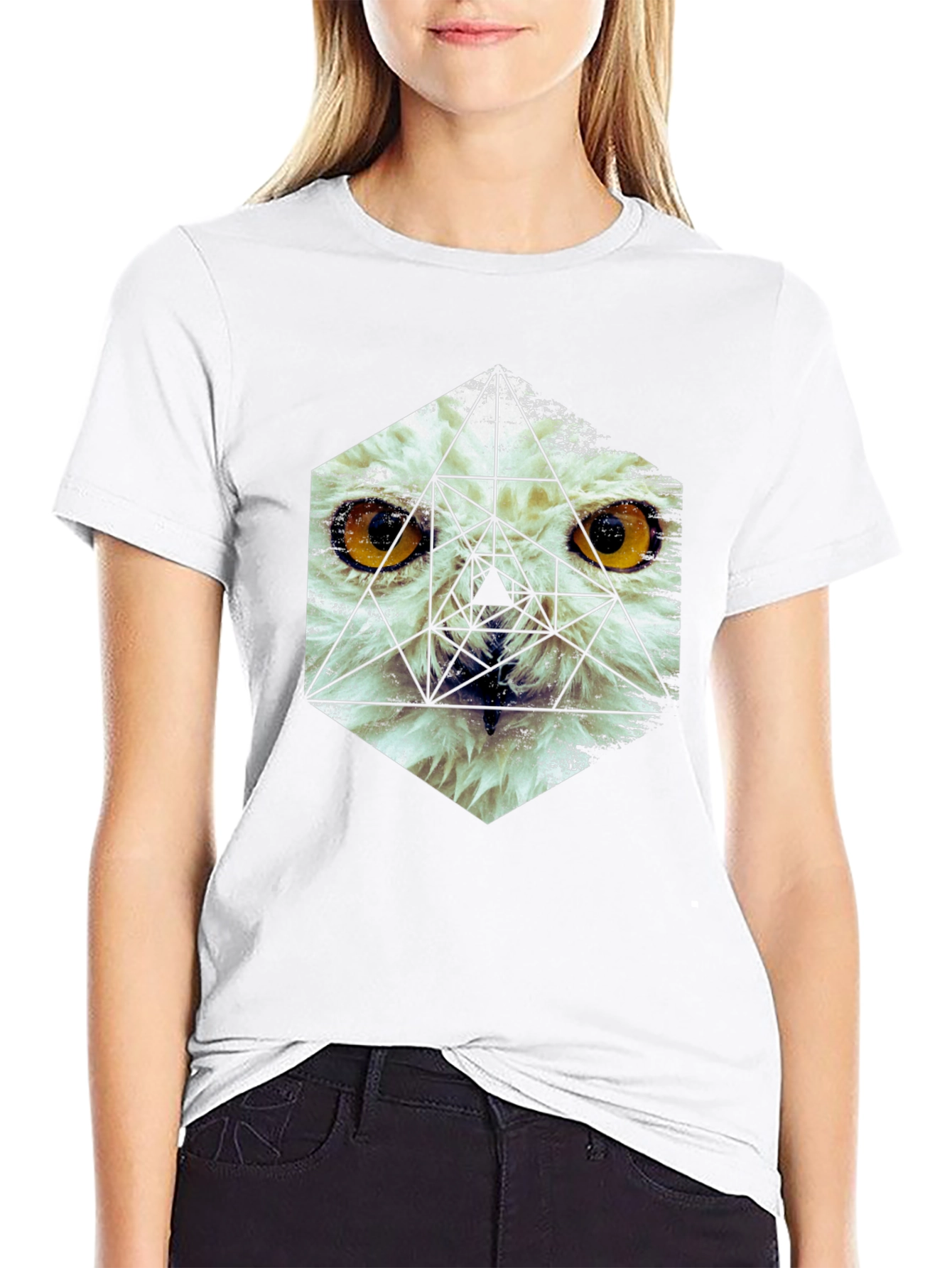 Geometric Owl Graphic T-Shirt - Modern Unisex Tee