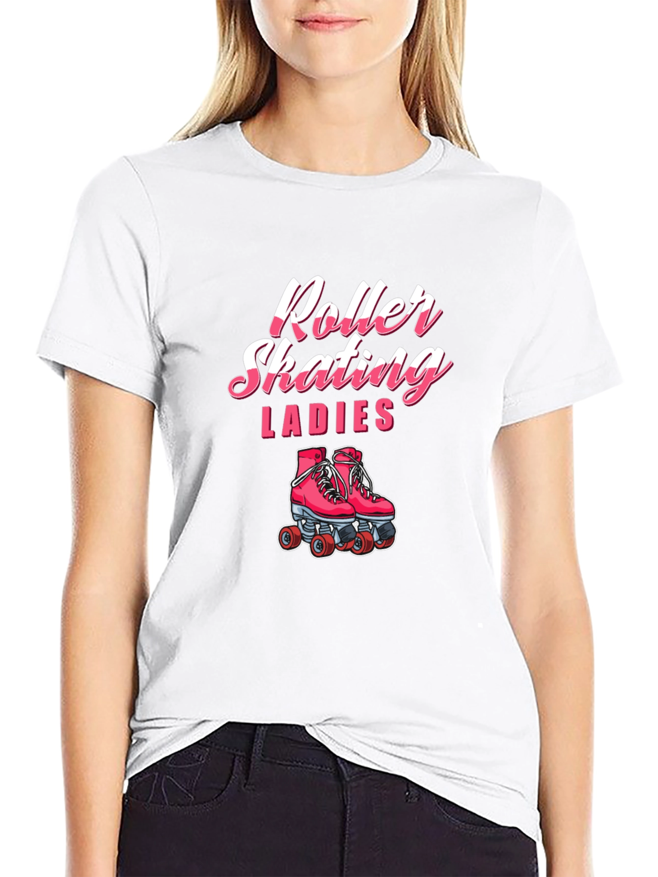 Roller Skating Ladies Black T-Shirt