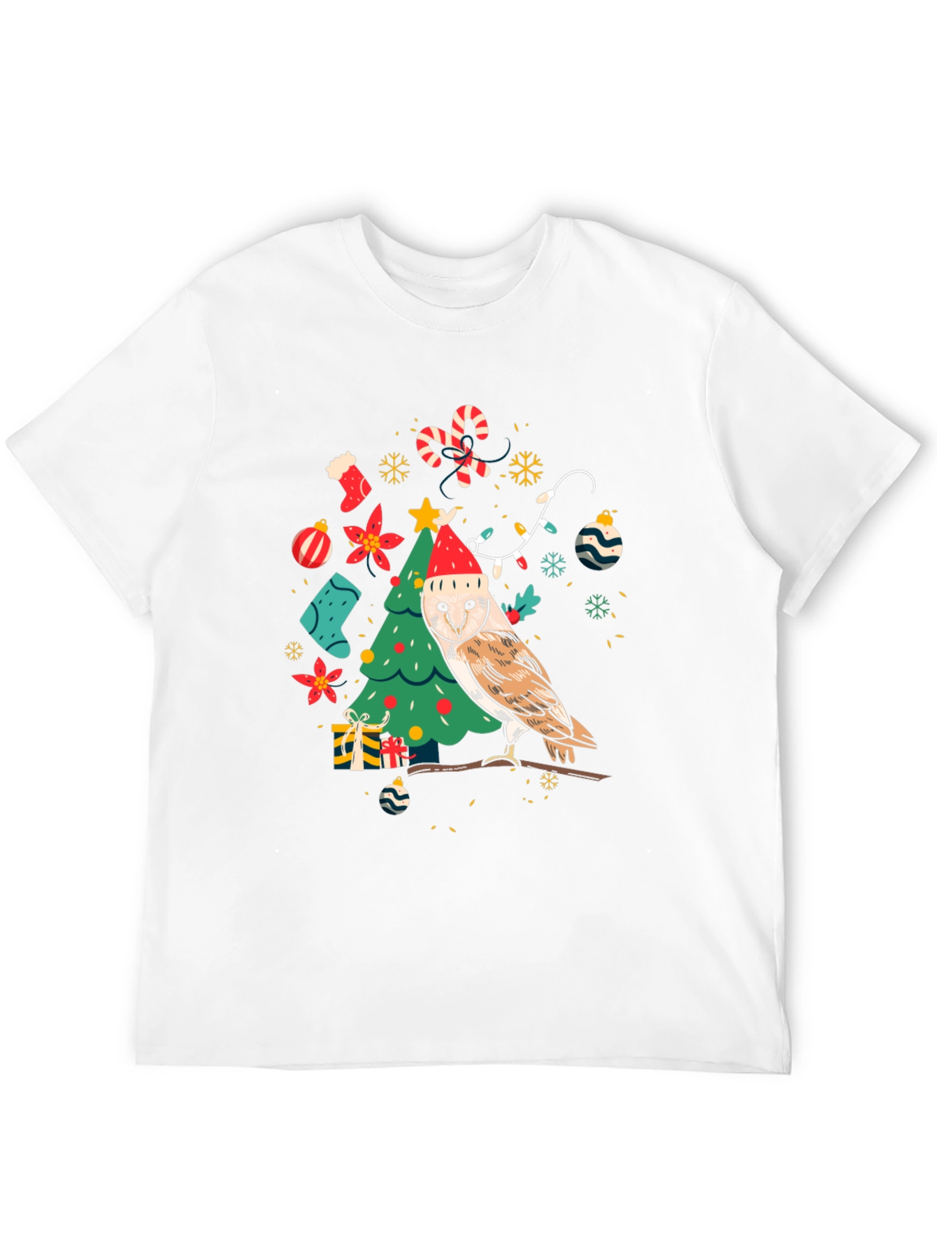 Festive Owl Christmas Tree Graphic Tee