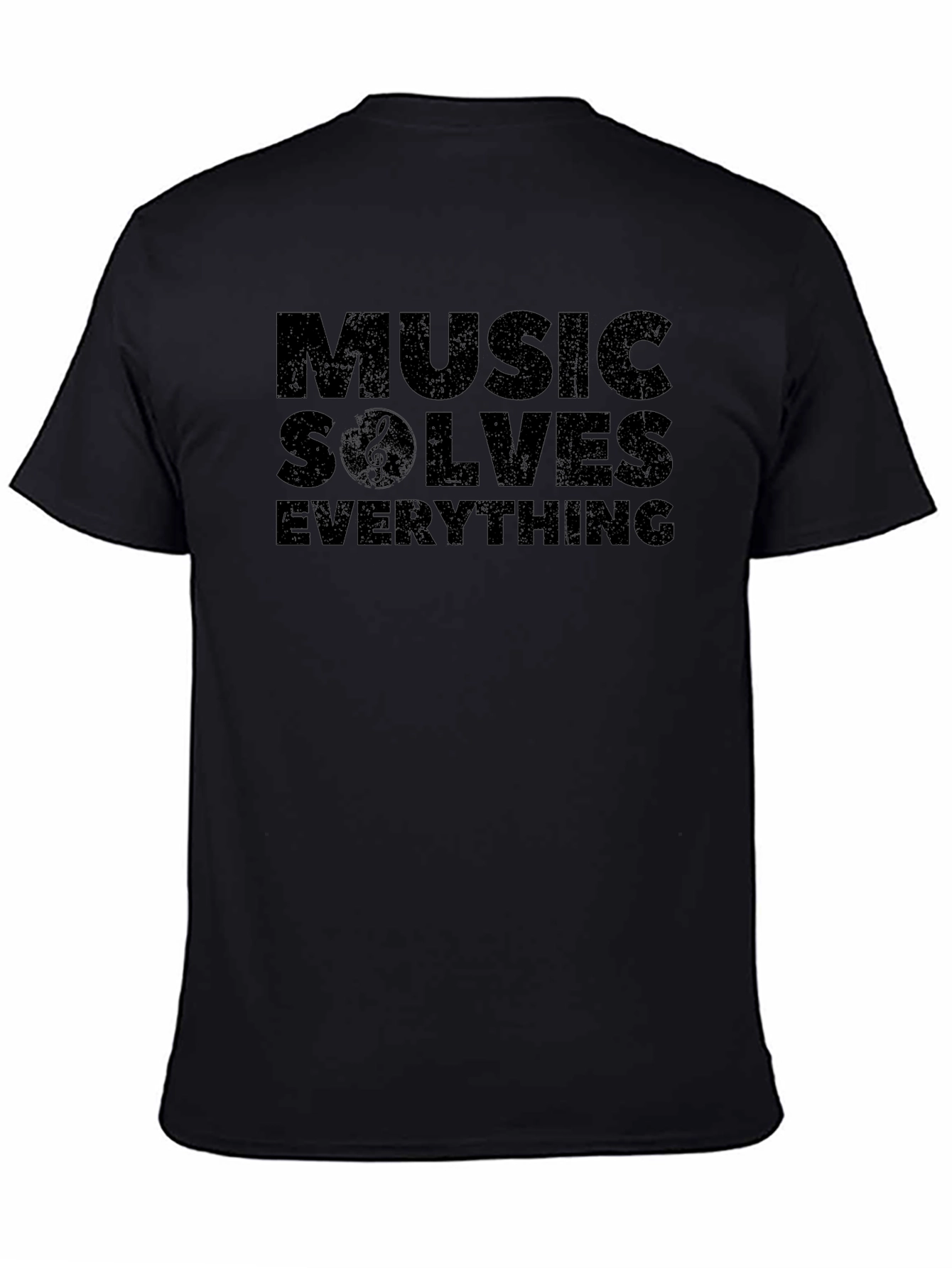 Music Solves Everything Black Graphic T-Shirt