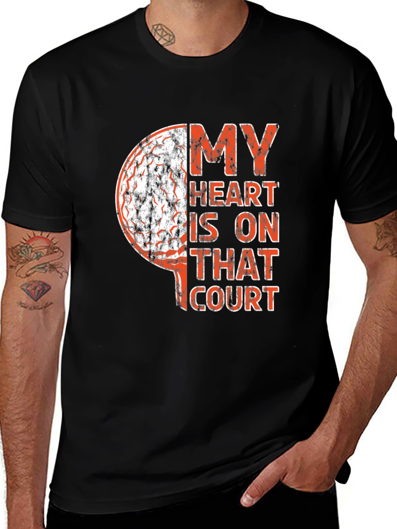 Basketball Heart Graphic Tee - Sports Fan Apparel