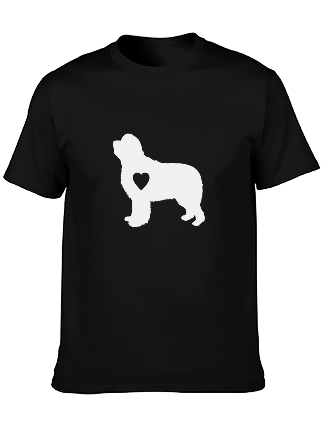 Dog Heart T-Shirt - Black Crew Neck Tee