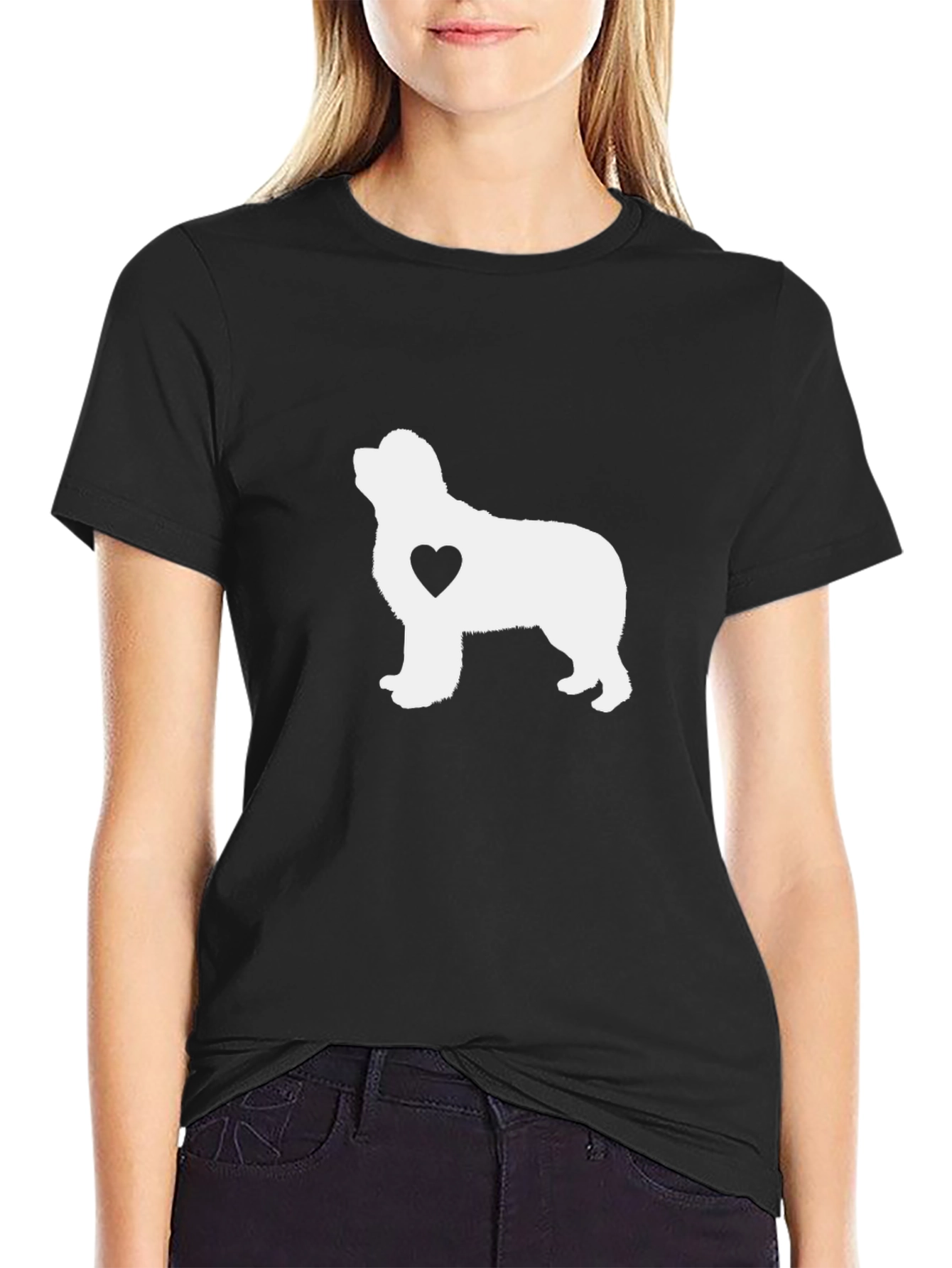 Dog Heart T-Shirt - Black Crew Neck Tee