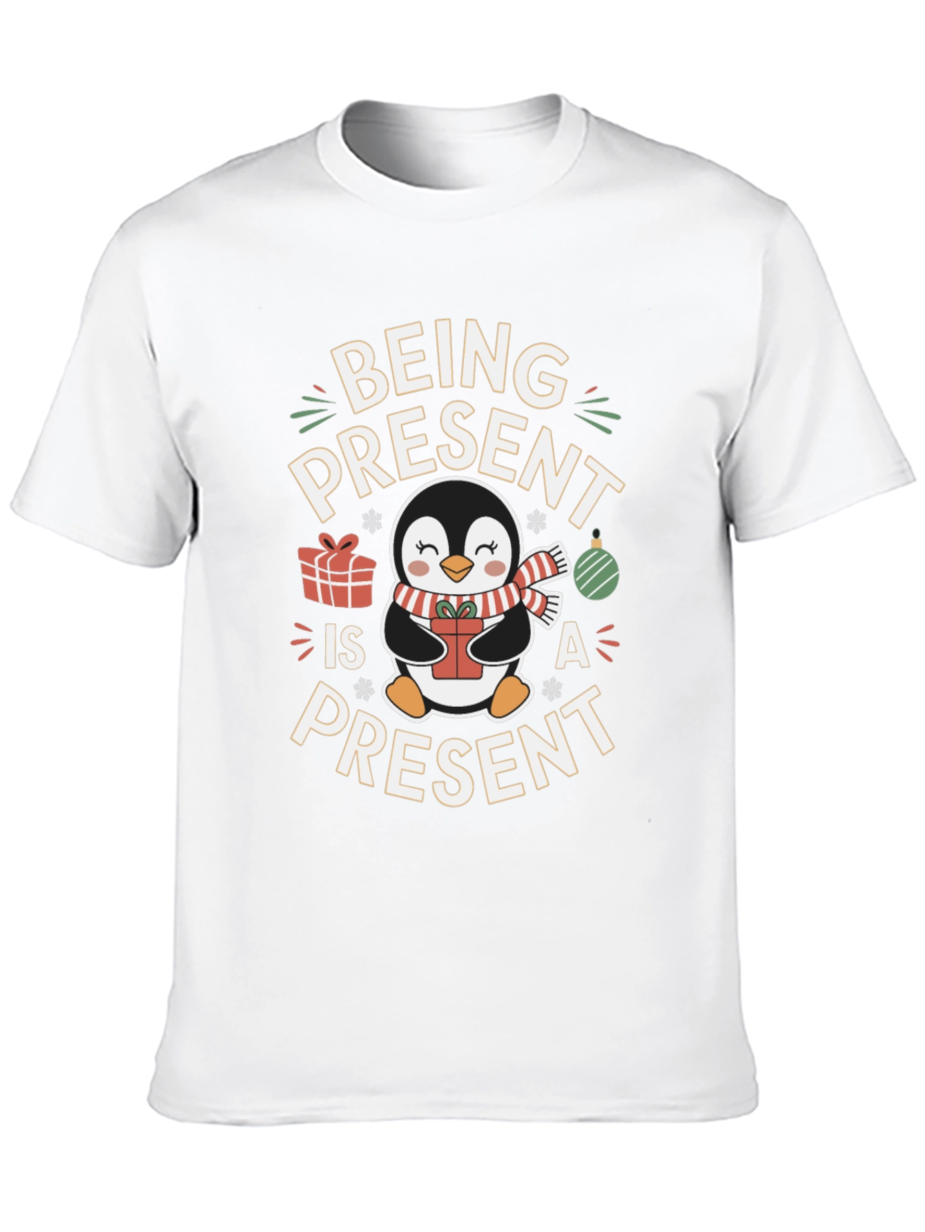 Being Present Penguin Christmas T-Shirt