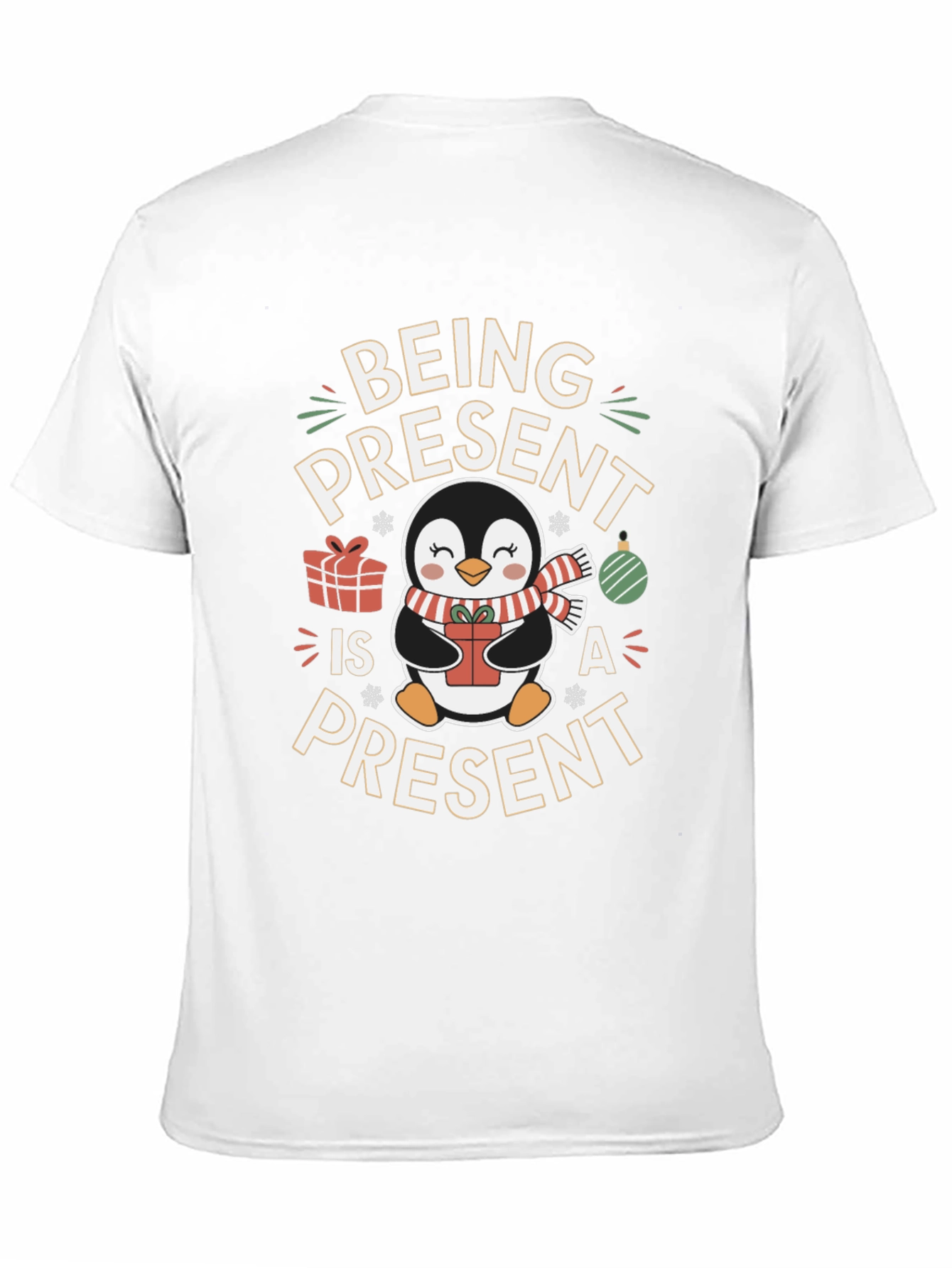 Being Present Penguin Christmas T-Shirt
