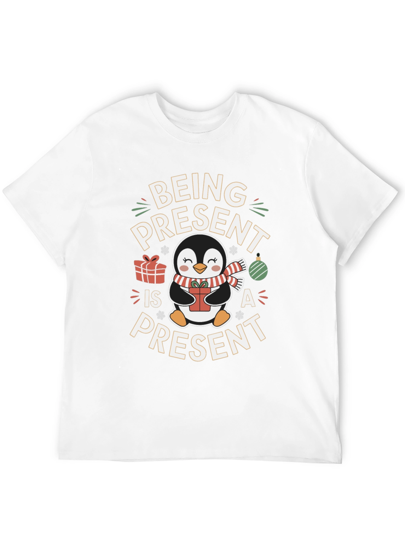 Being Present Penguin Christmas T-Shirt