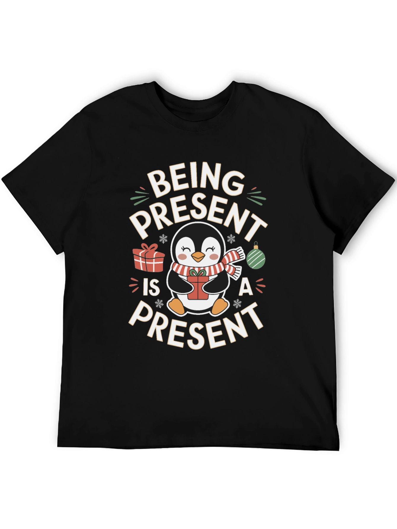 Being Present Penguin Christmas T-Shirt