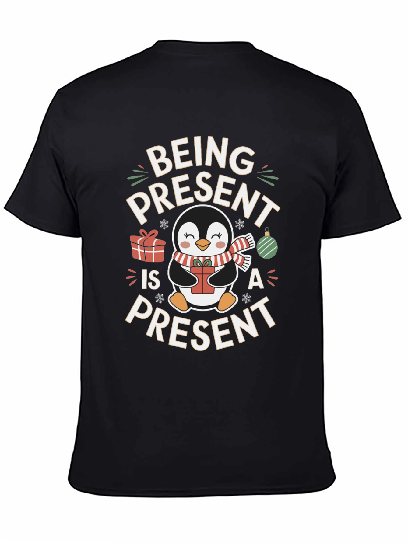 Being Present Penguin Christmas T-Shirt