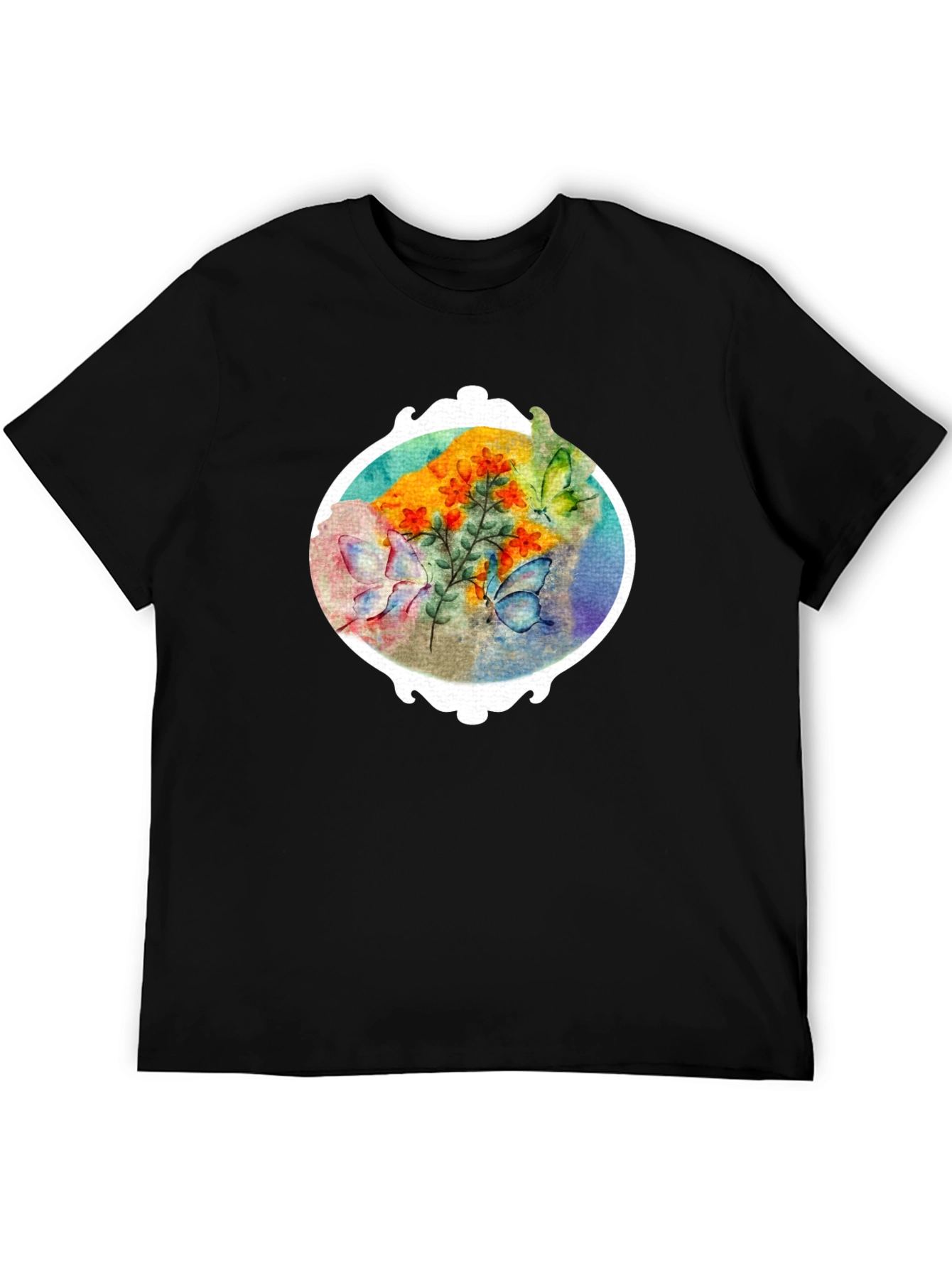 Floral Butterfly Graphic Tee - Stylish Mens T-Shirt