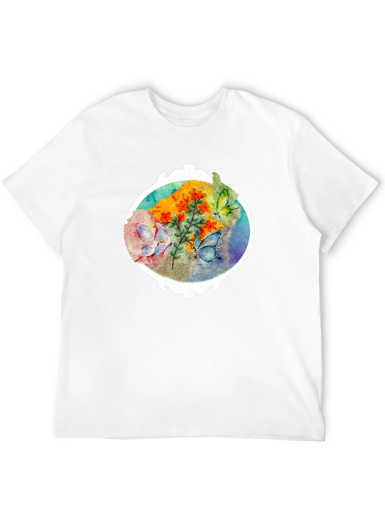 Floral Butterfly Graphic Tee - Stylish Mens T-Shirt