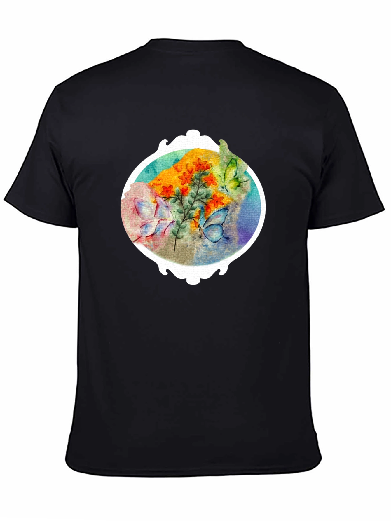 Floral Butterfly Graphic Tee - Stylish Mens T-Shirt
