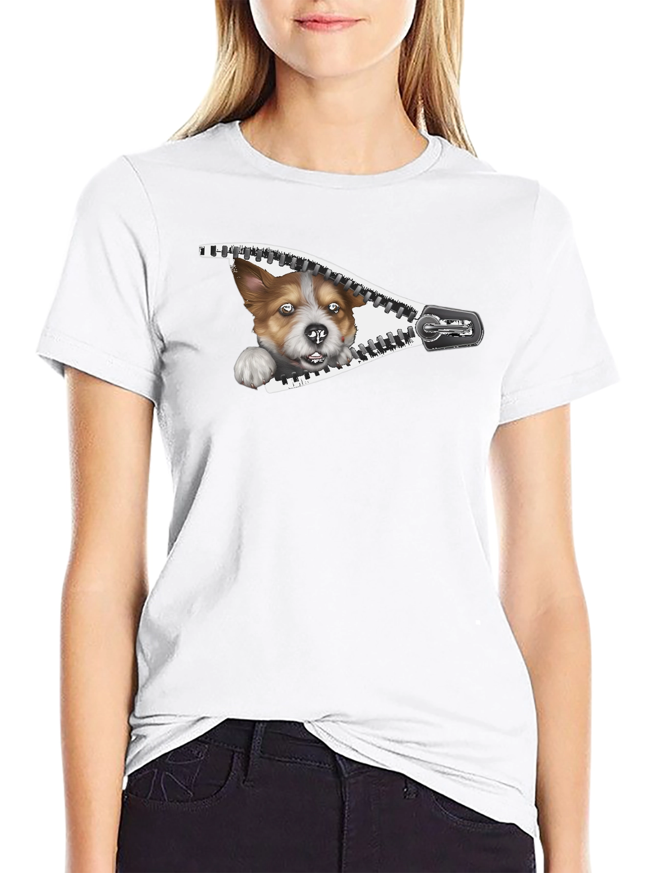 Dog Zipper T-Shirt Funny Pet Lover Tee