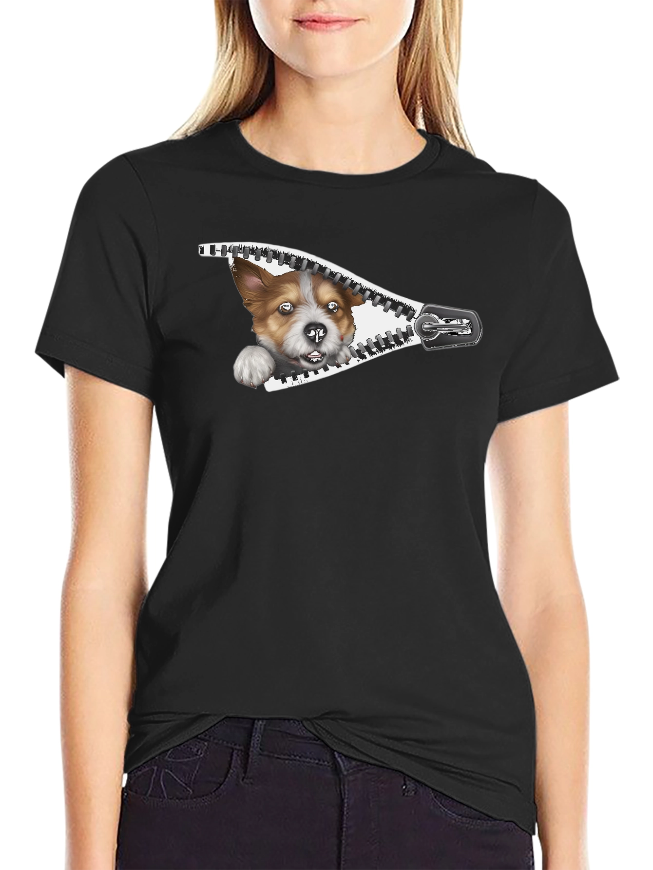 Dog Zipper T-Shirt Funny Pet Lover Tee