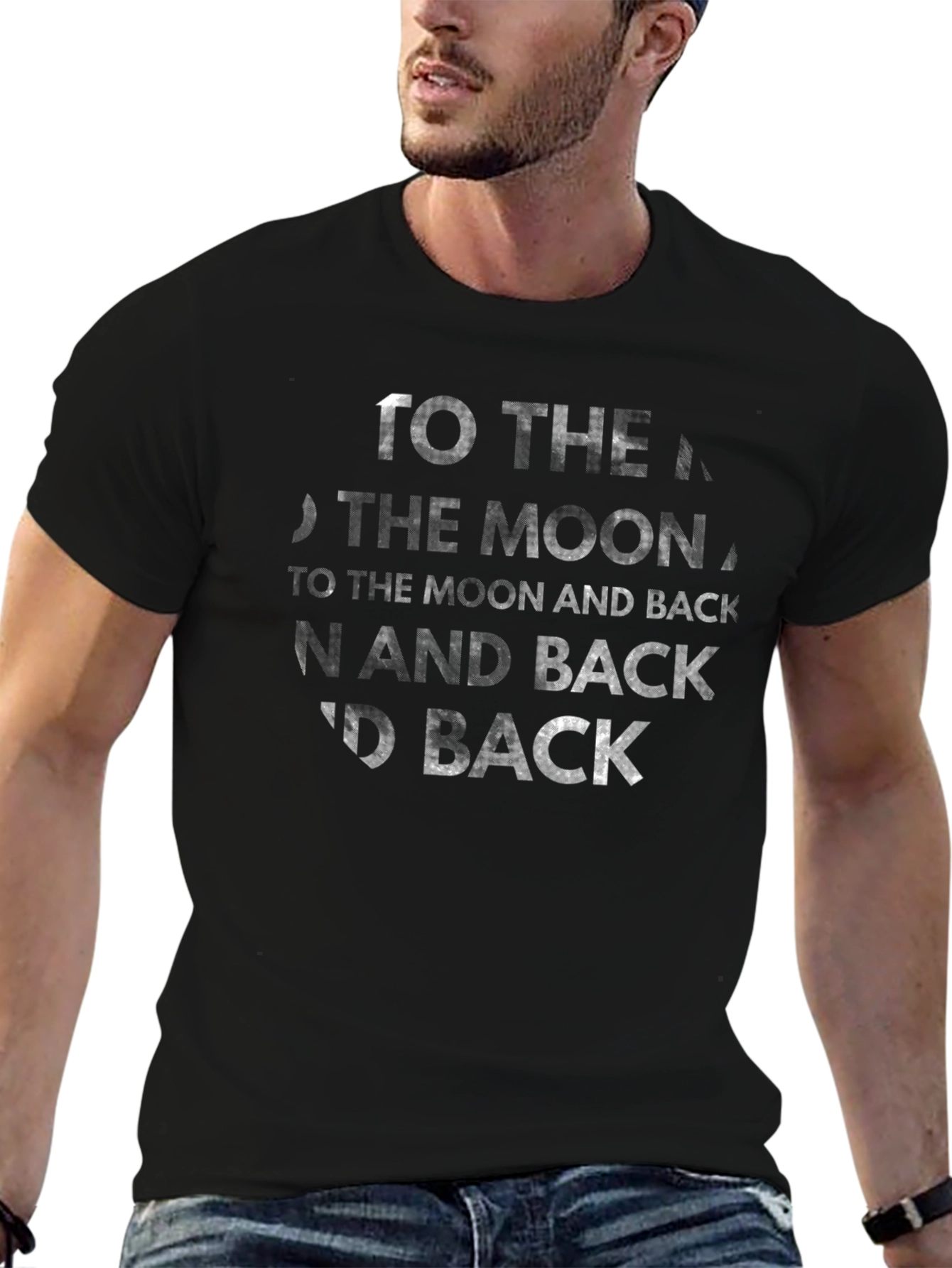 To the Moon and Back Black Graphic Tee