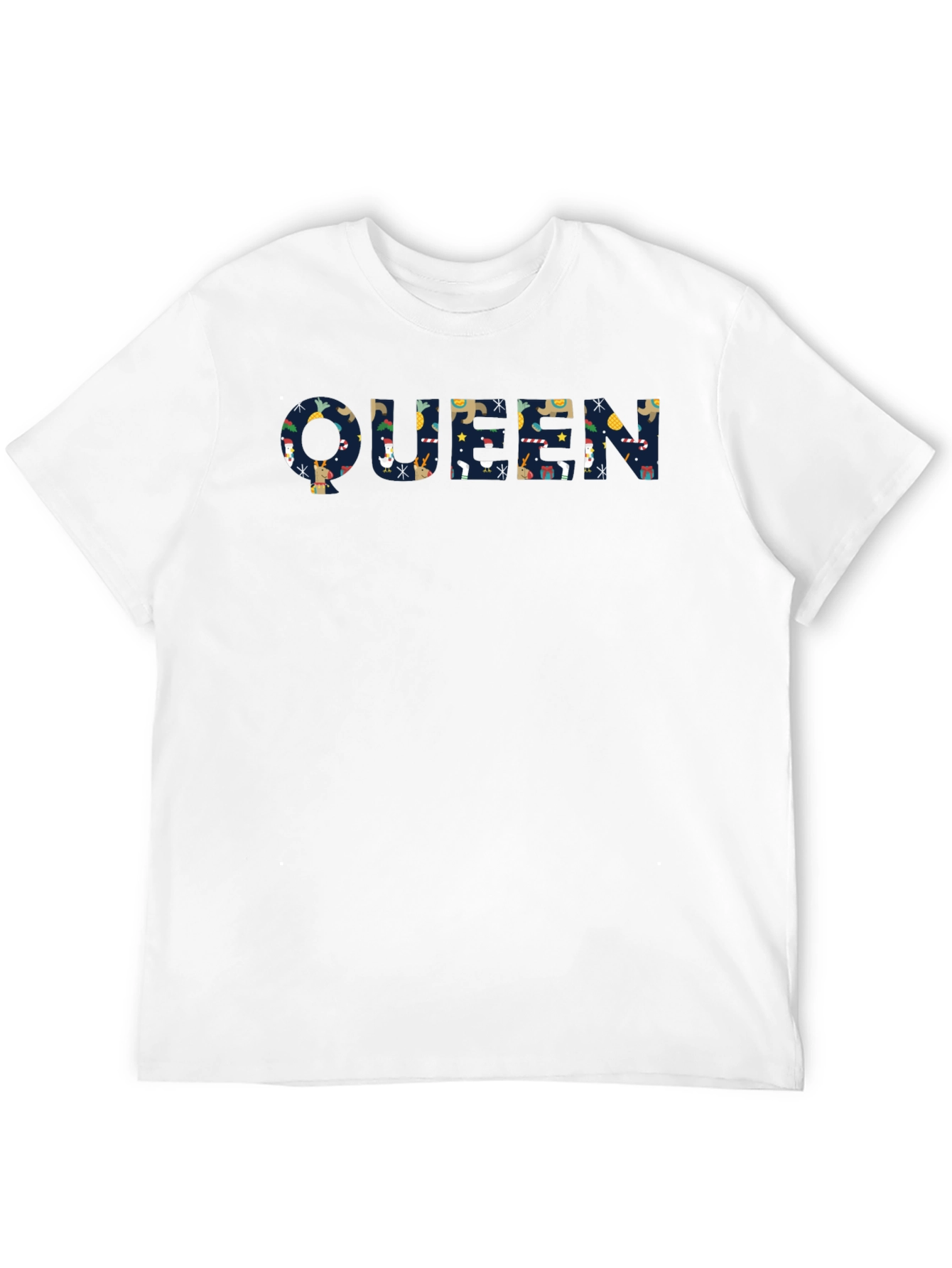 Queen Christmas Pattern Black T-Shirt
