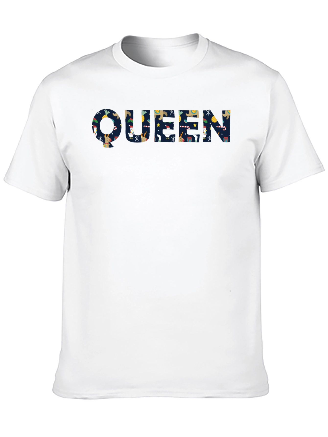 Queen Christmas Pattern Black T-Shirt
