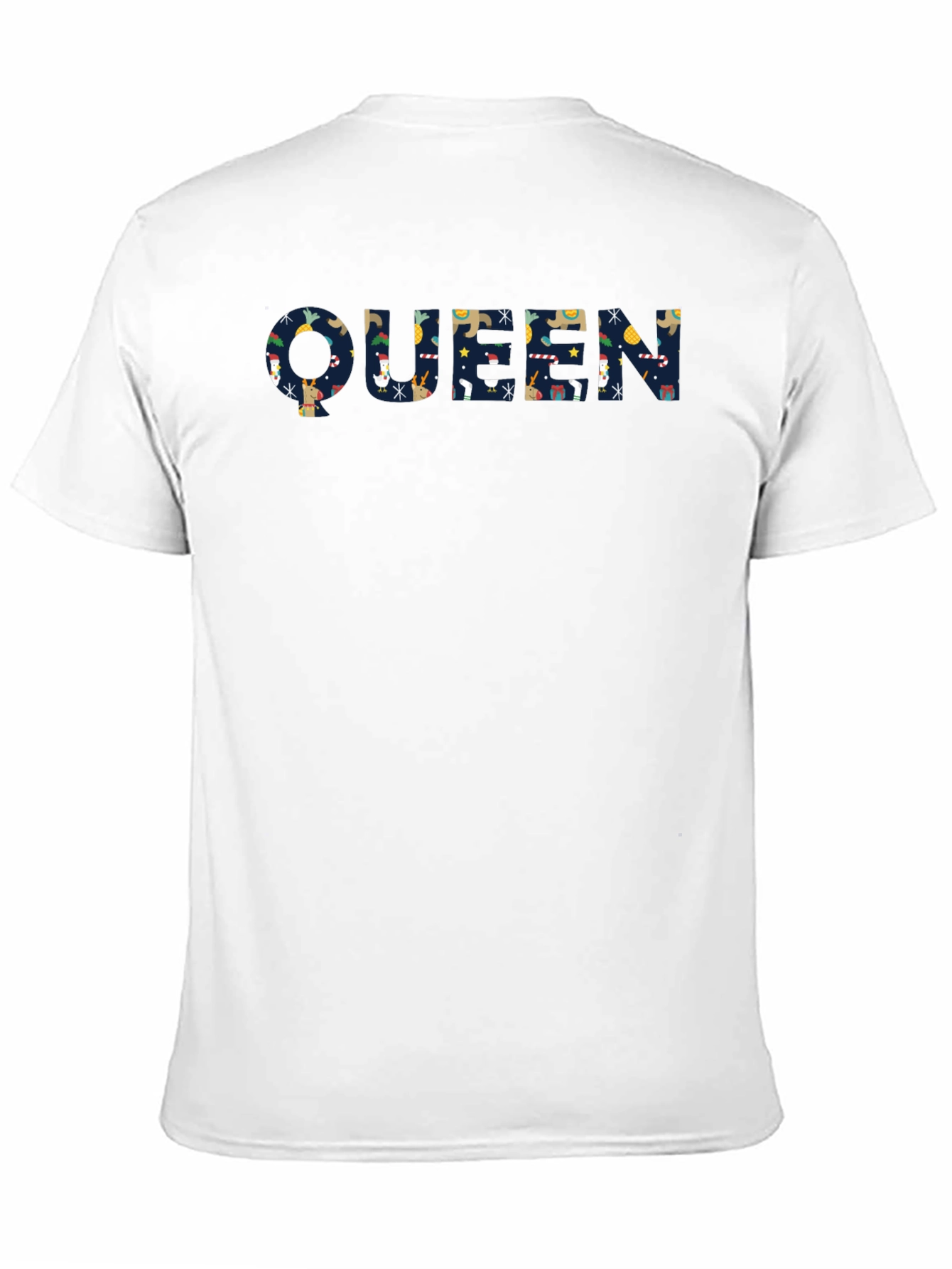 Queen Christmas Pattern Black T-Shirt