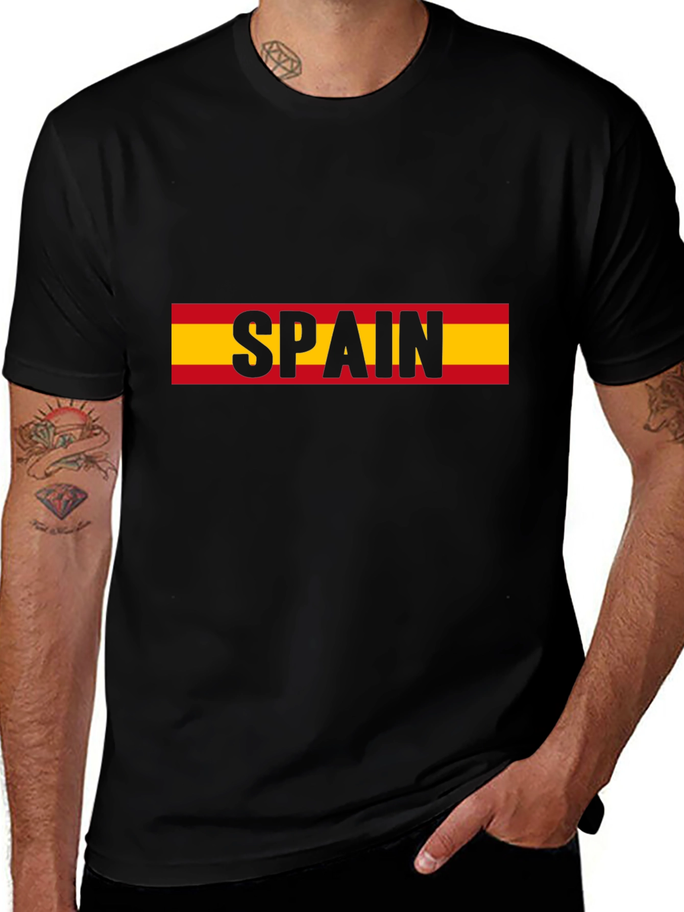 Spain Flag T-Shirt - Black Tee