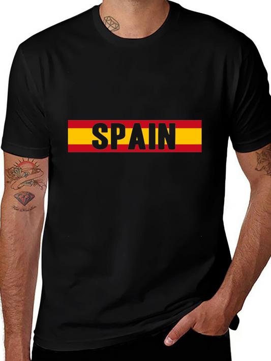 Spain Flag T-Shirt - Black Tee
