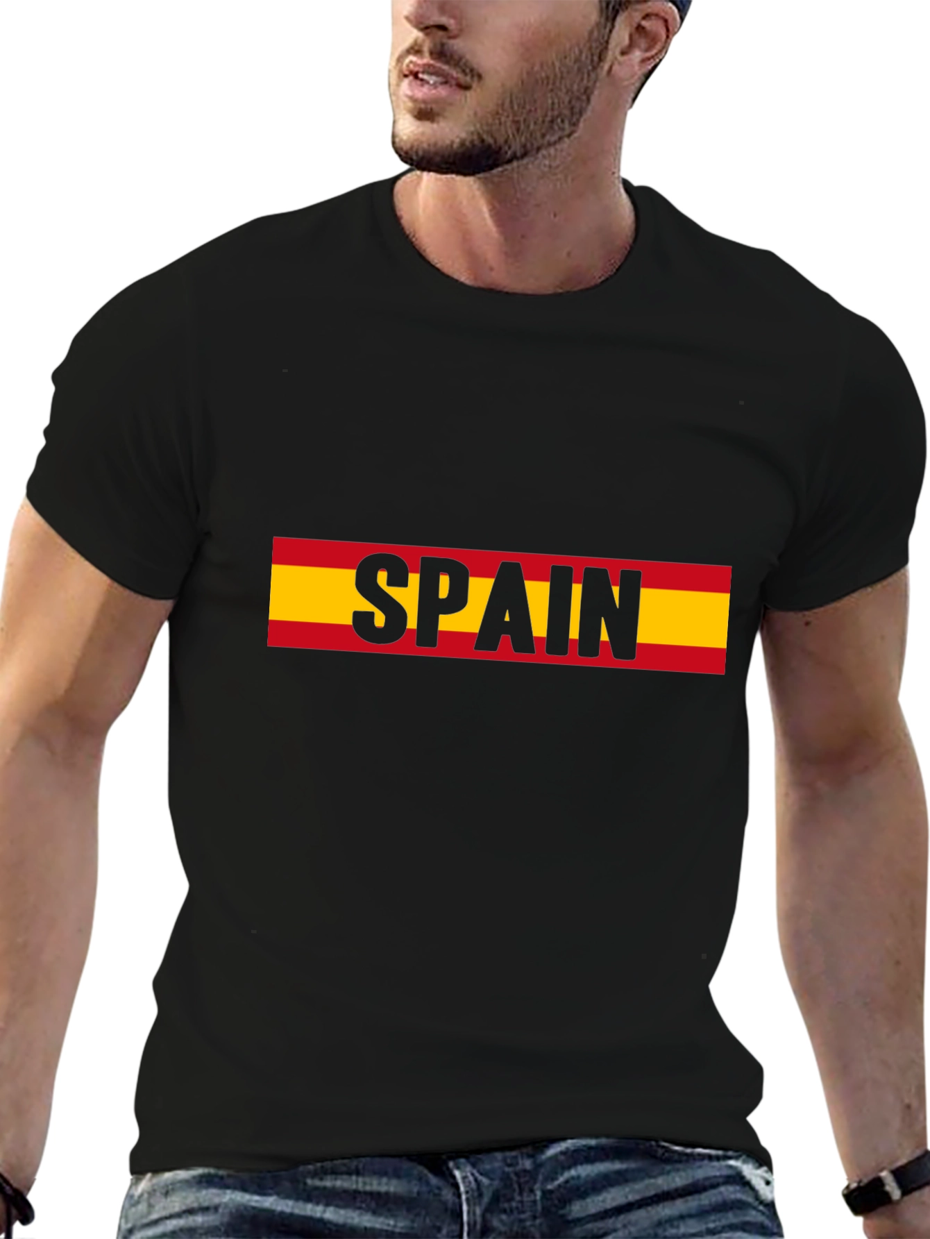 Spain Flag T-Shirt - Black Tee