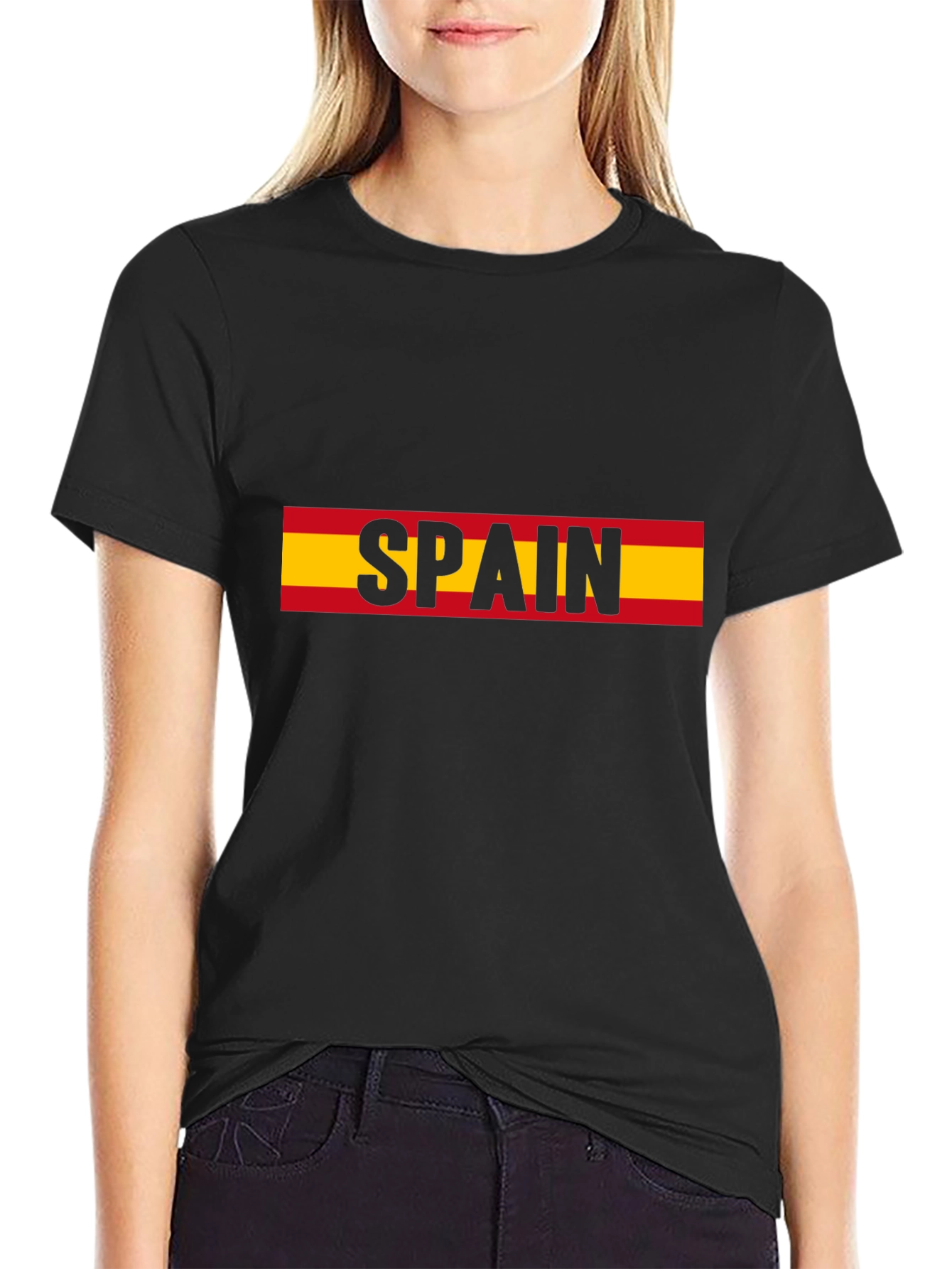 Spain Flag T-Shirt - Black Tee