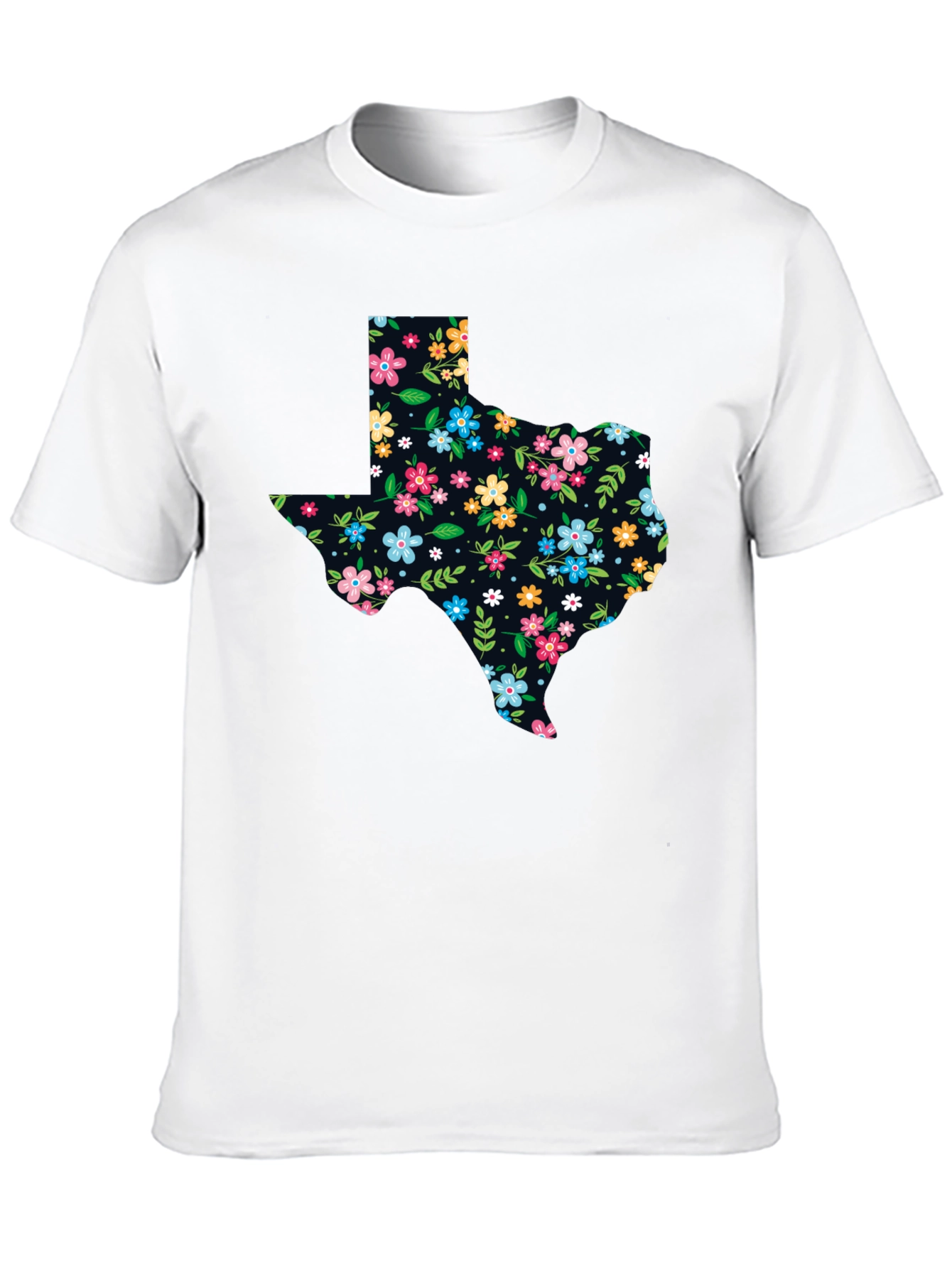Floral Texas State Pride Black T-Shirt