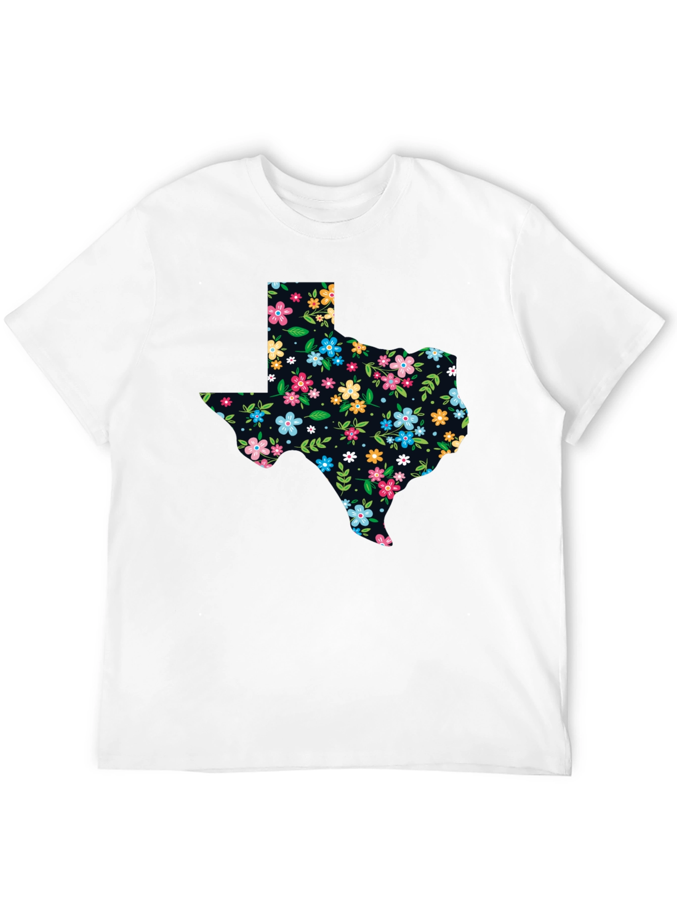 Floral Texas State Pride Black T-Shirt