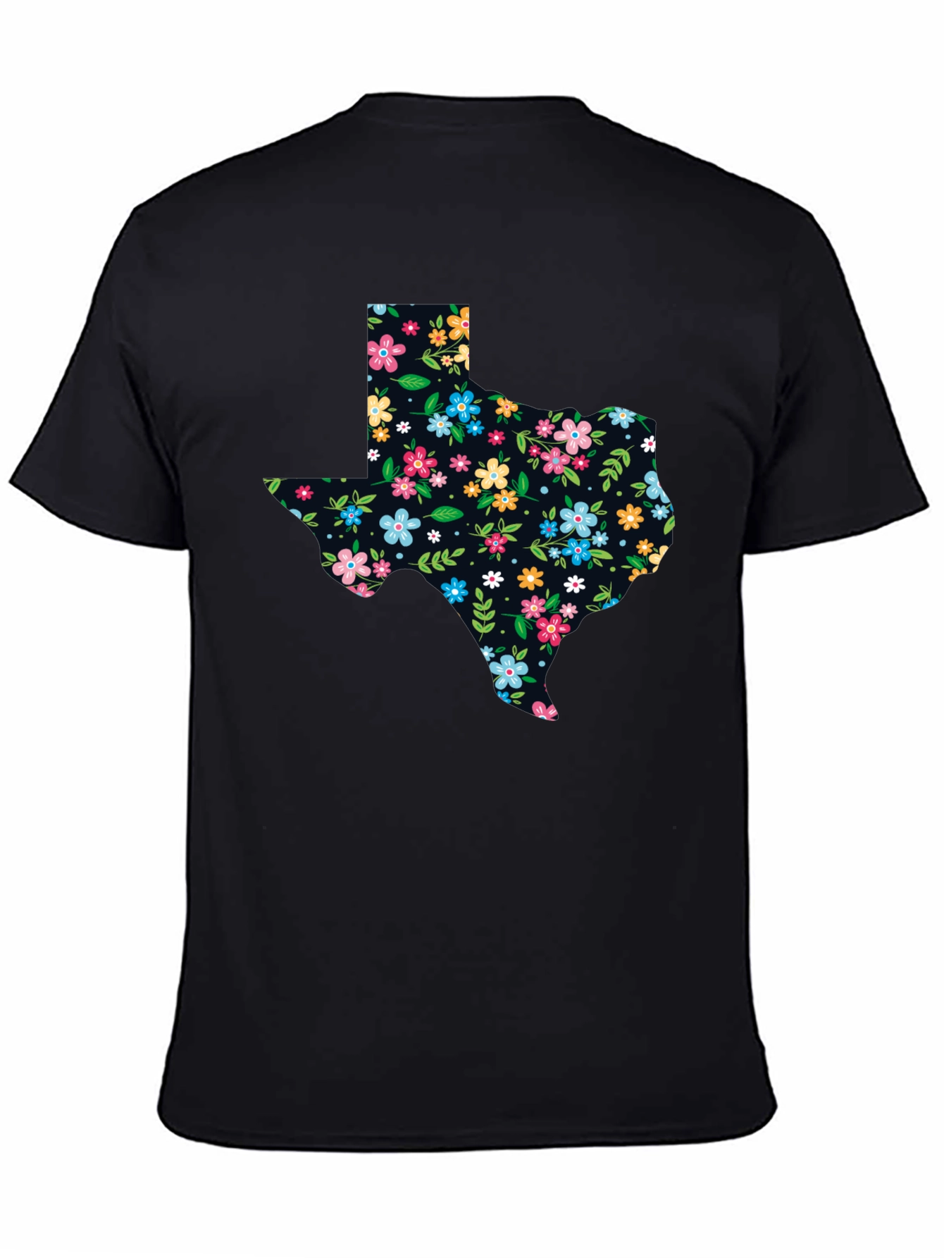 Floral Texas State Pride Black T-Shirt