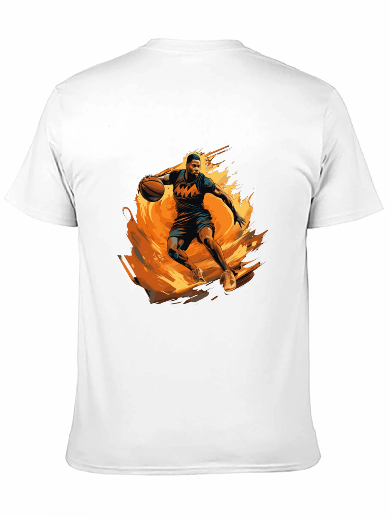 Fiery Basketball Player Graphic Black T-Shirt