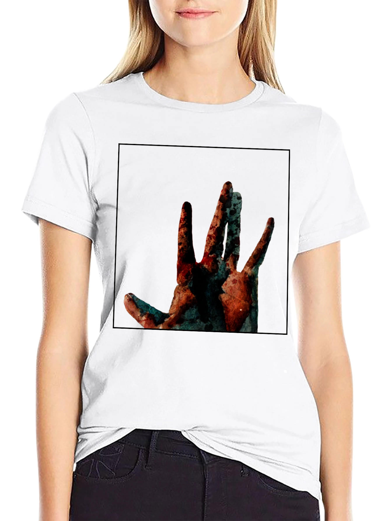 Abstract Hand Graphic Black T-Shirt