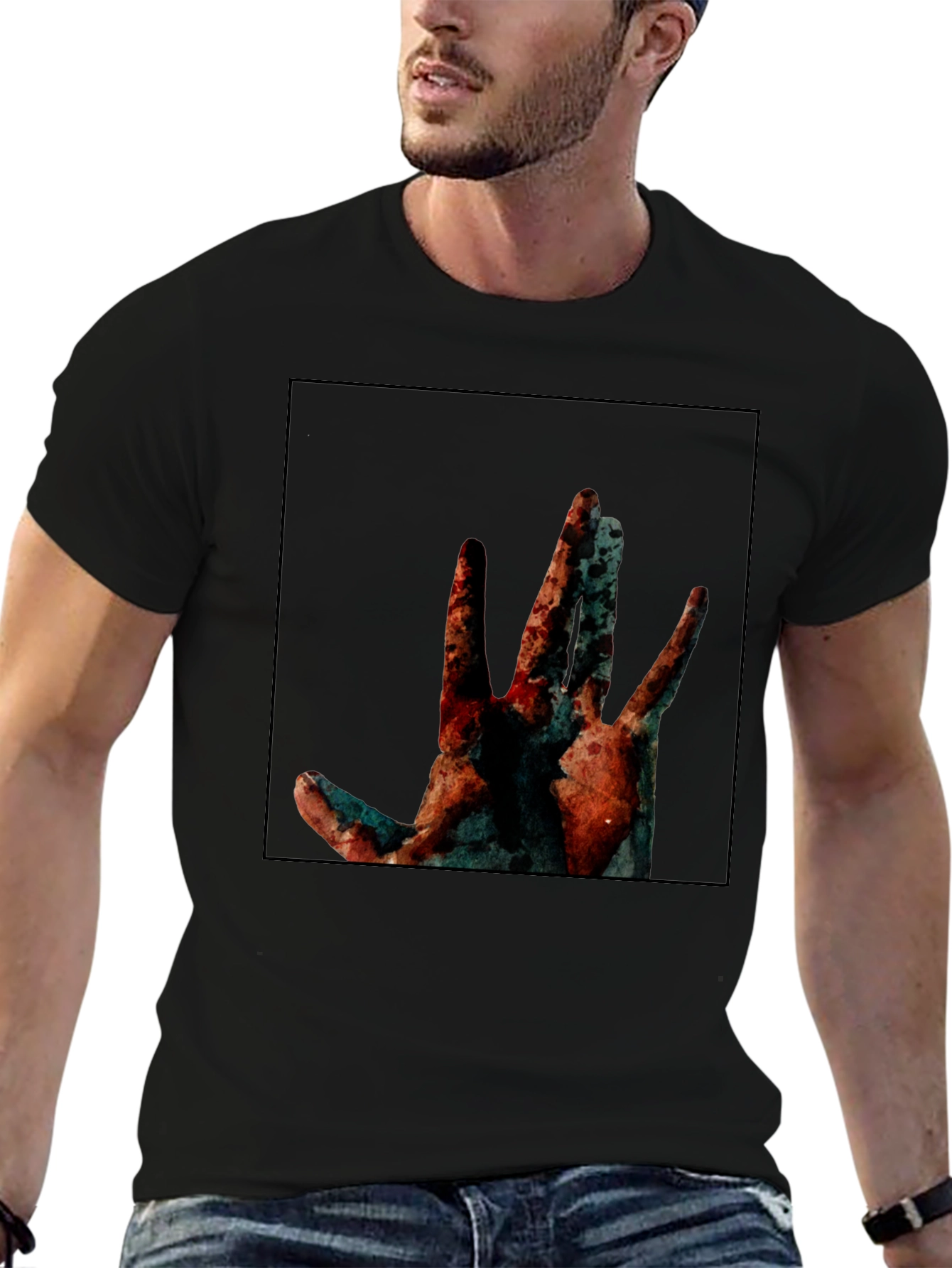 Abstract Hand Graphic Black T-Shirt