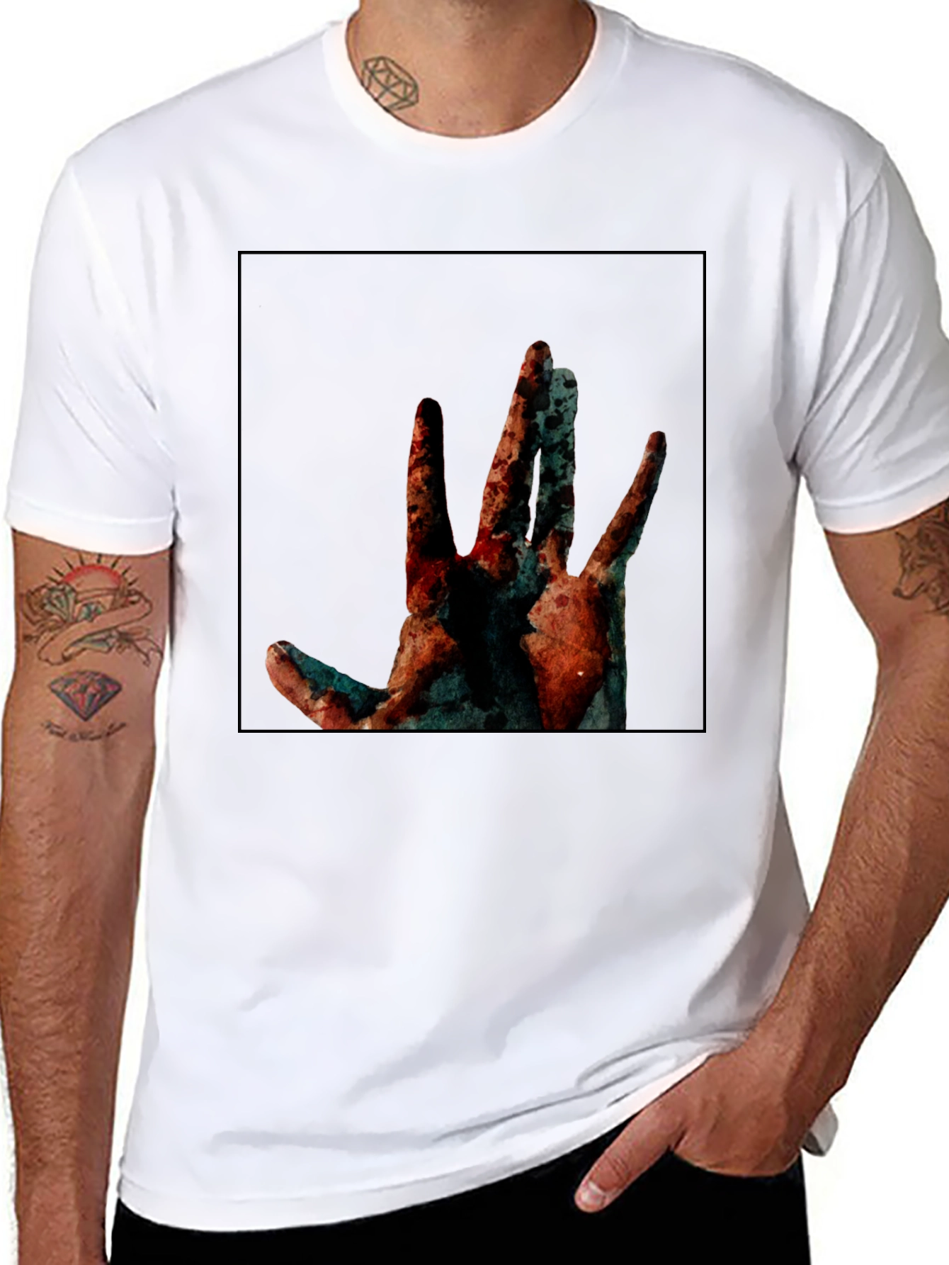 Abstract Hand Graphic Black T-Shirt