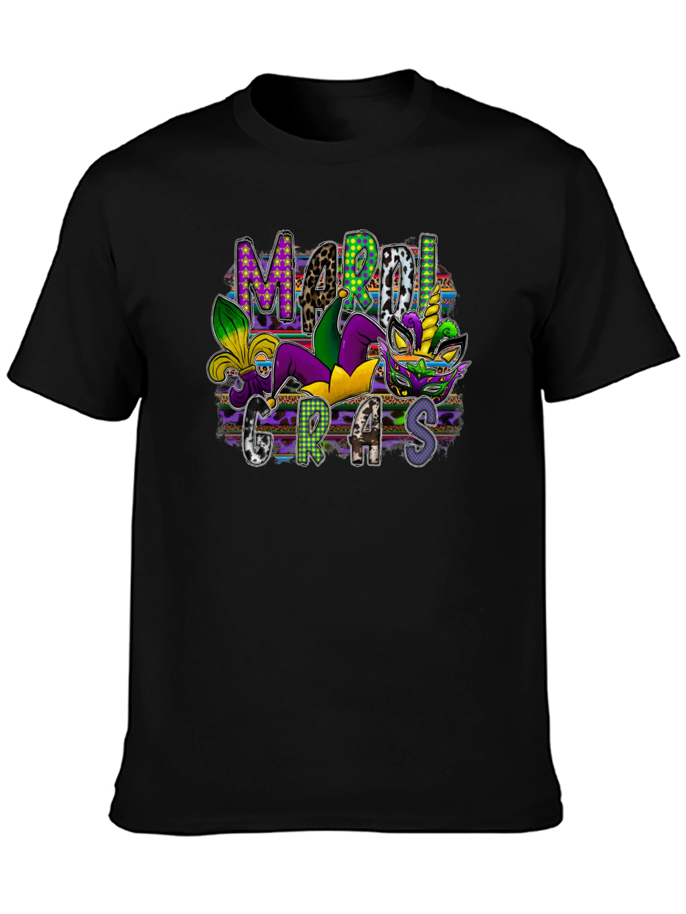 Mardi Gras Graphic Tee - Unisex Black T-Shirt