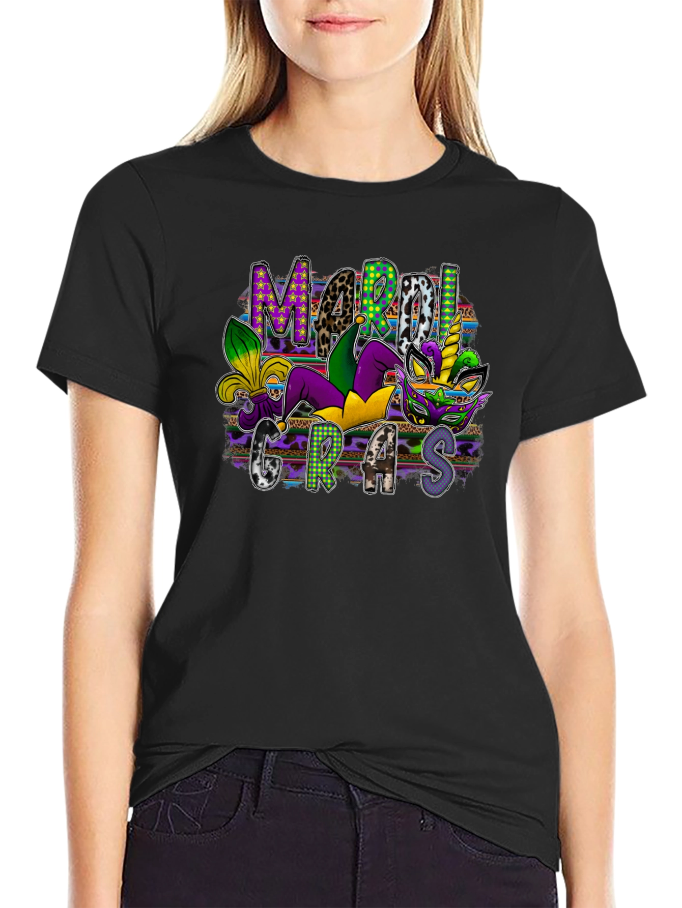 Mardi Gras Graphic Tee - Unisex Black T-Shirt