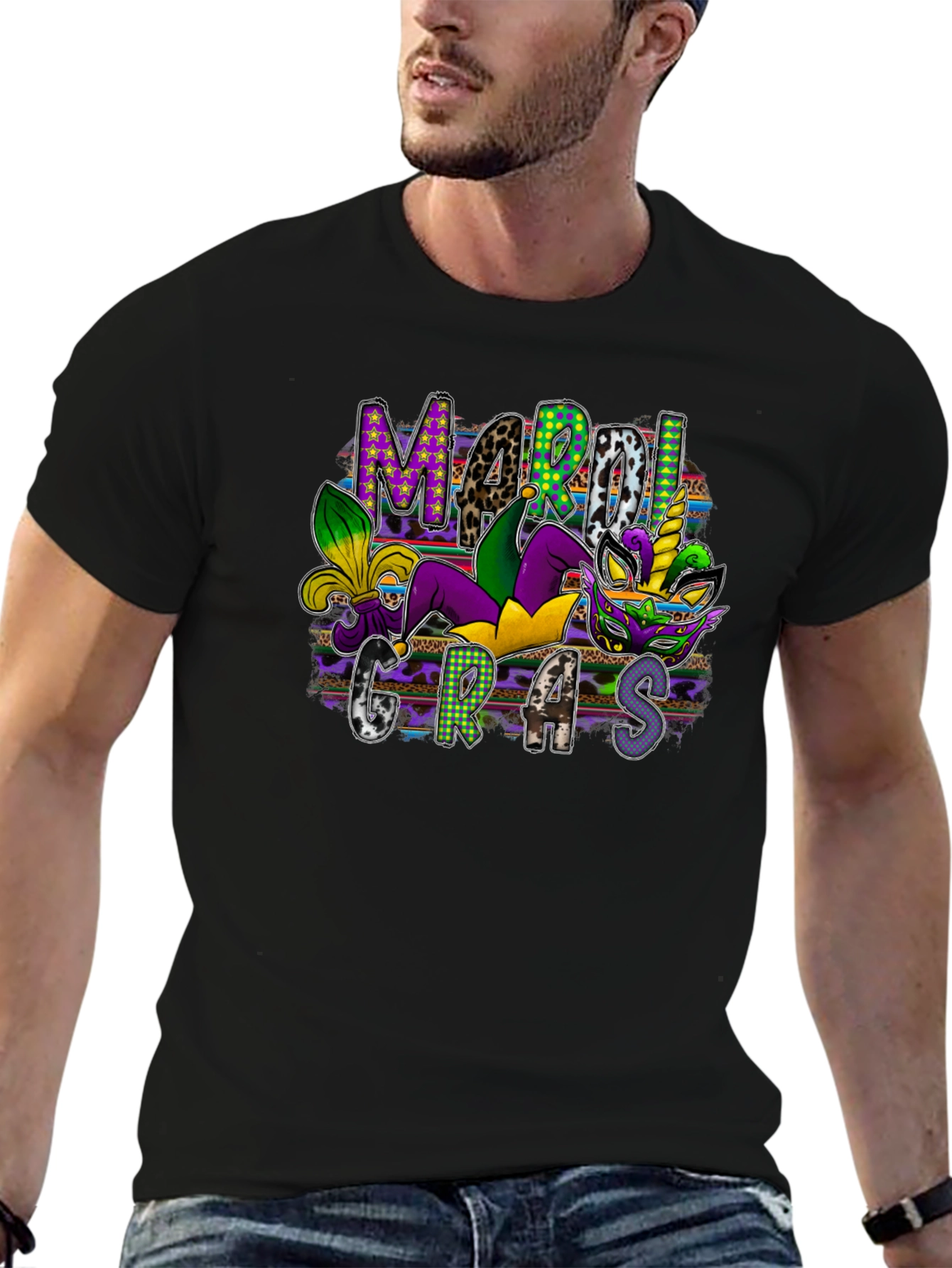 Mardi Gras Graphic Tee - Unisex Black T-Shirt