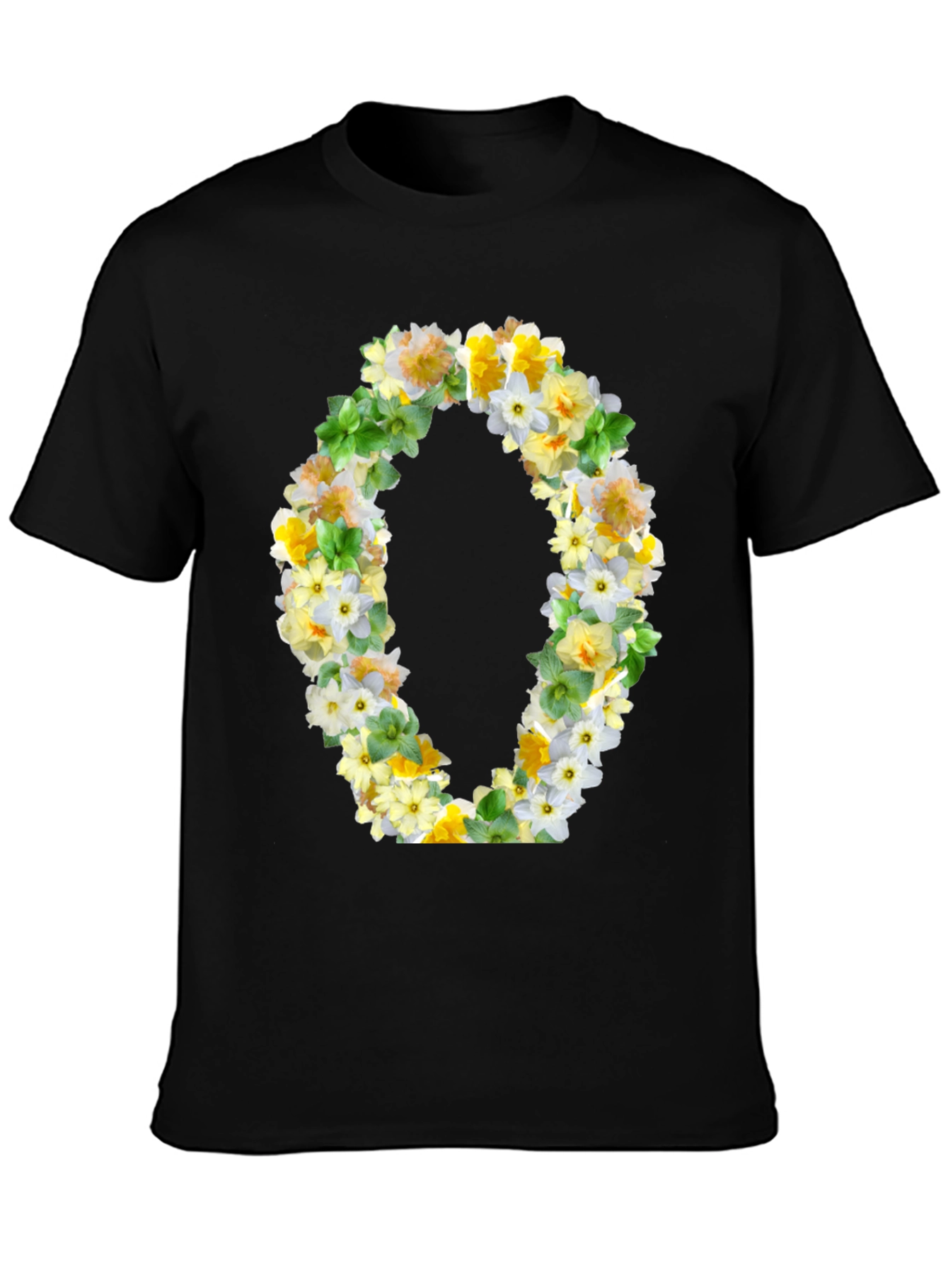 Floral O T-Shirt - Stylish Botanical Letter Tee