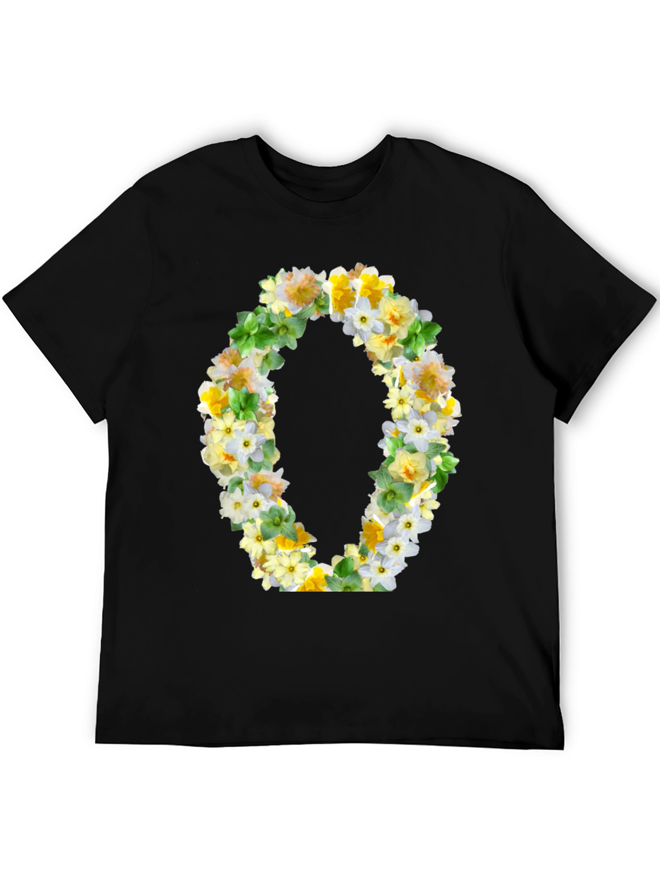 Floral O T-Shirt - Stylish Botanical Letter Tee