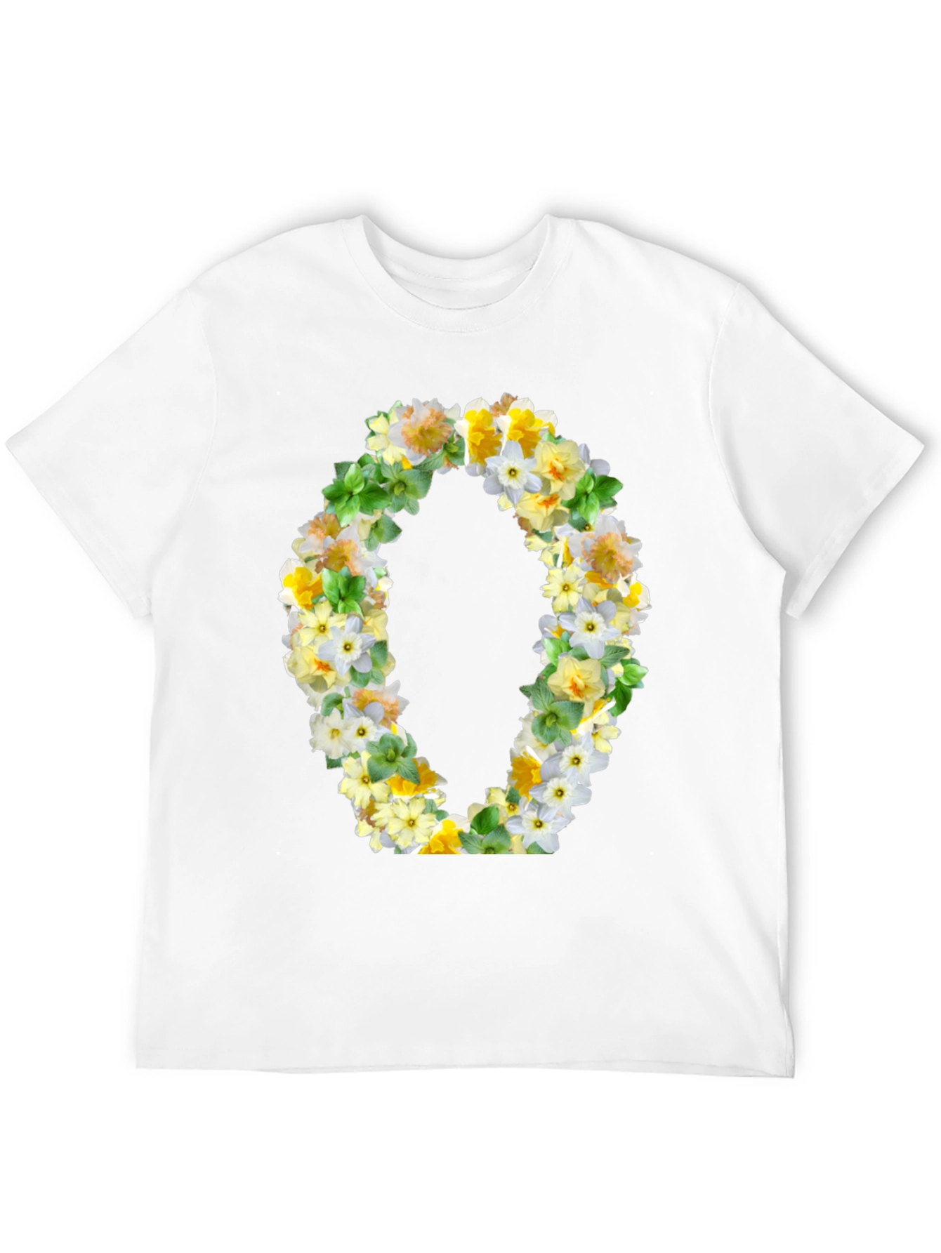 Floral O T-Shirt - Stylish Botanical Letter Tee