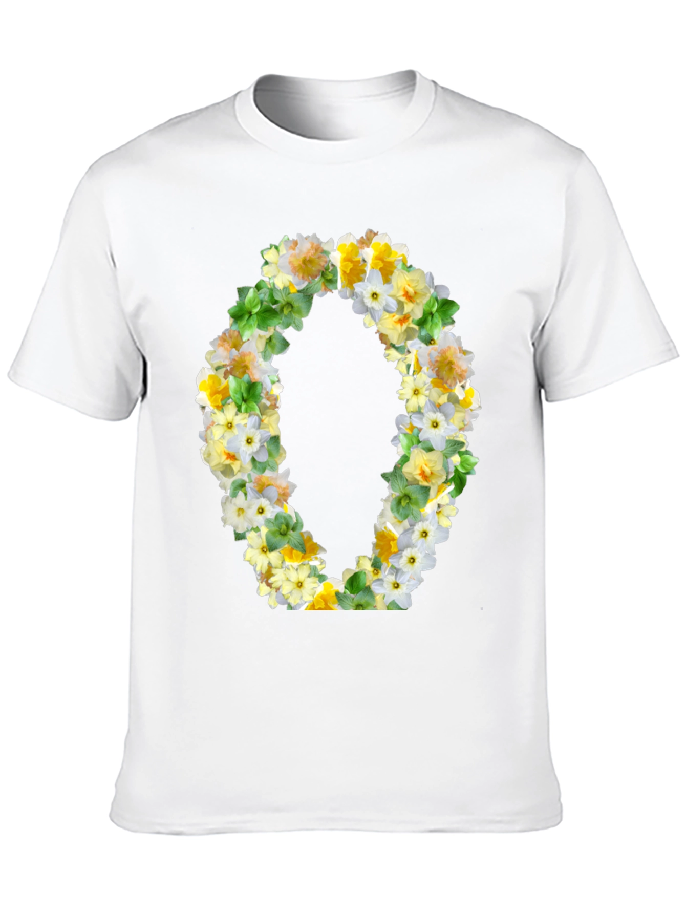 Floral O T-Shirt - Stylish Botanical Letter Tee