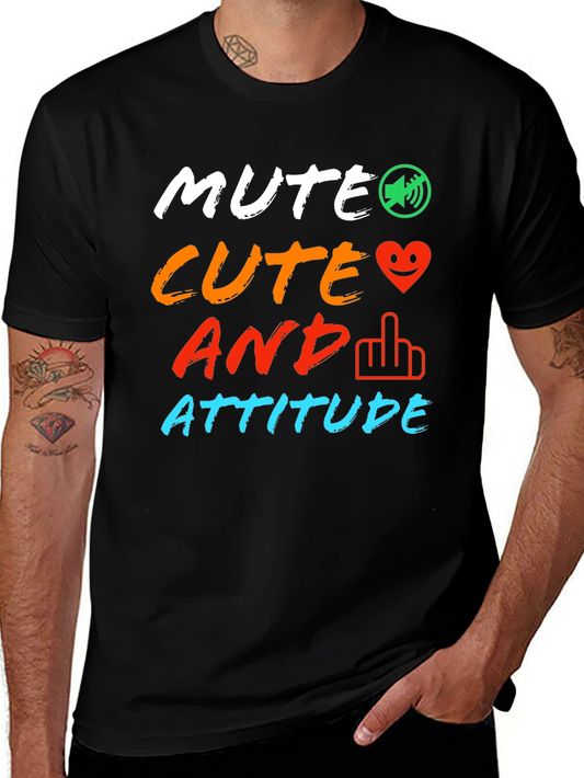 Mute Cute And Attitude Graphic Tee - Trendy Sarcastic T-Shirt