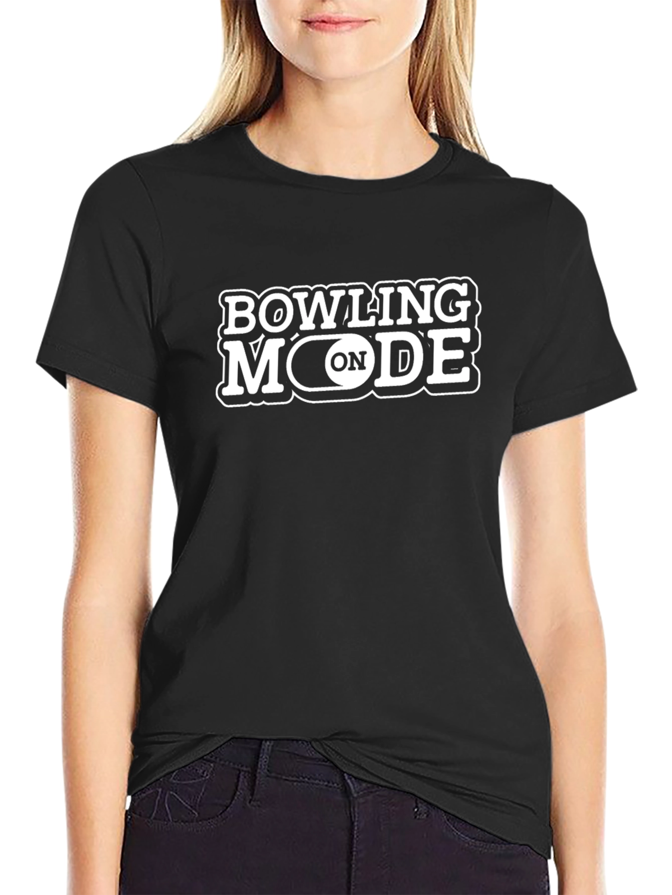 Bowling Mode On Graphic Tee - Black Cotton Blend