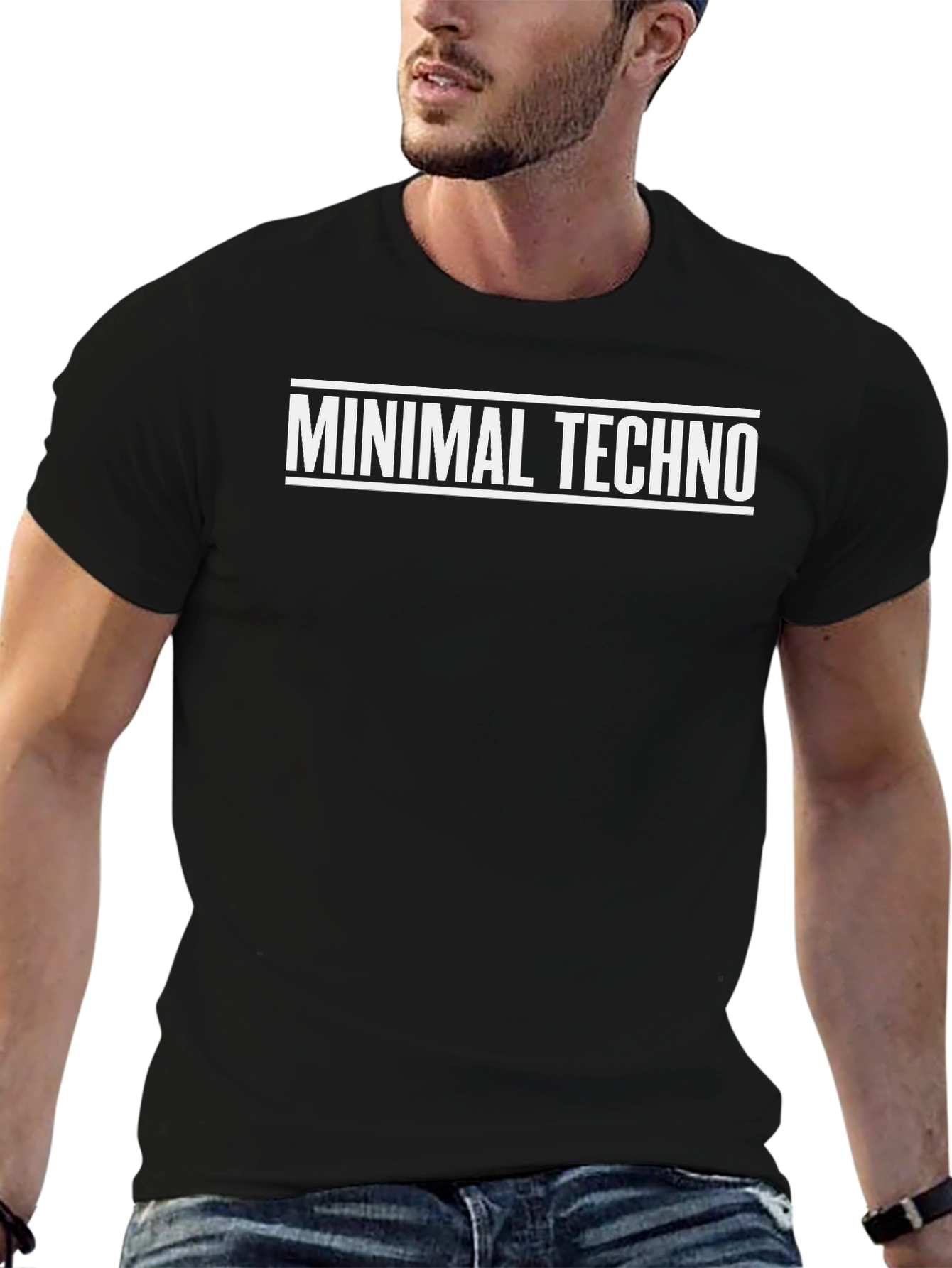 Minimal Techno Graphic T-Shirt - Black
