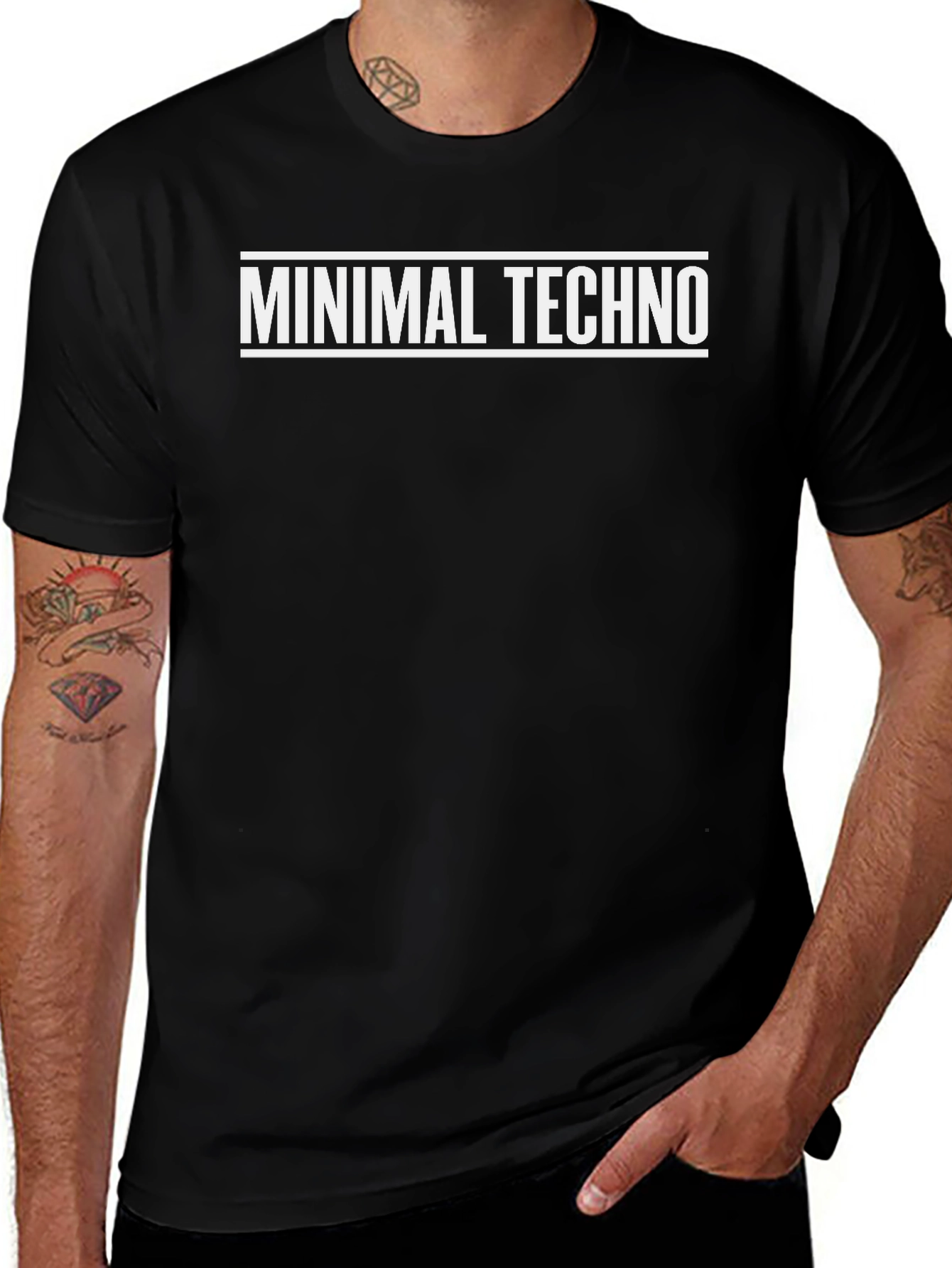 Minimal Techno Graphic T-Shirt - Black